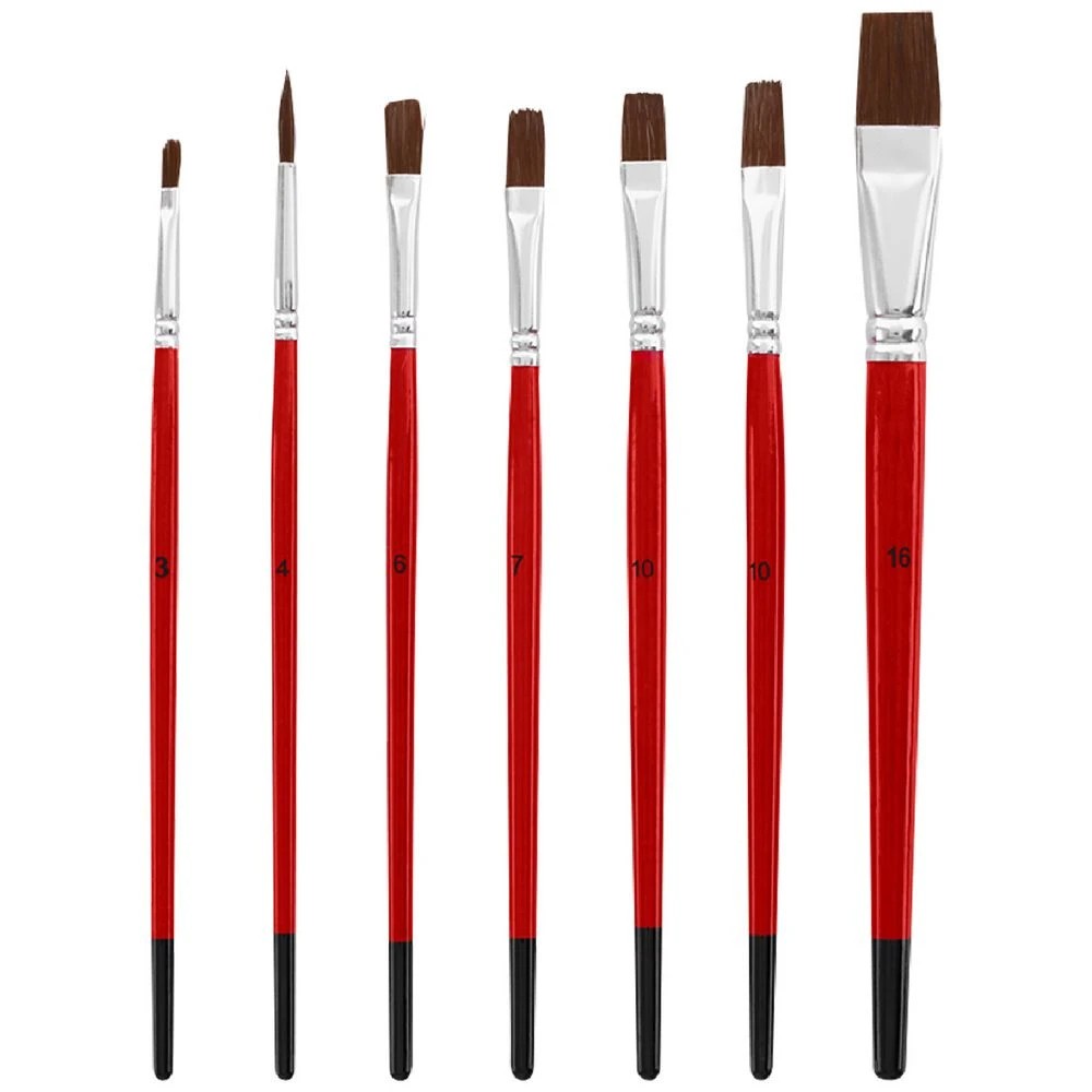 1 Born Round Flat Paintbrush Set Natural Hair 7 Pack, 1 of 4