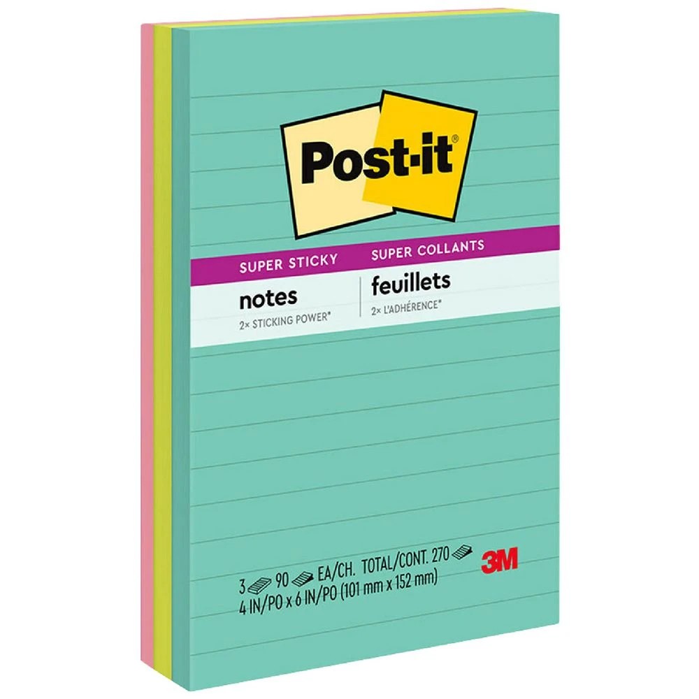 1 Post-it Super Sticky Notes 101 x 152mm Supernova Neons 3 Pack, 1 of 9
