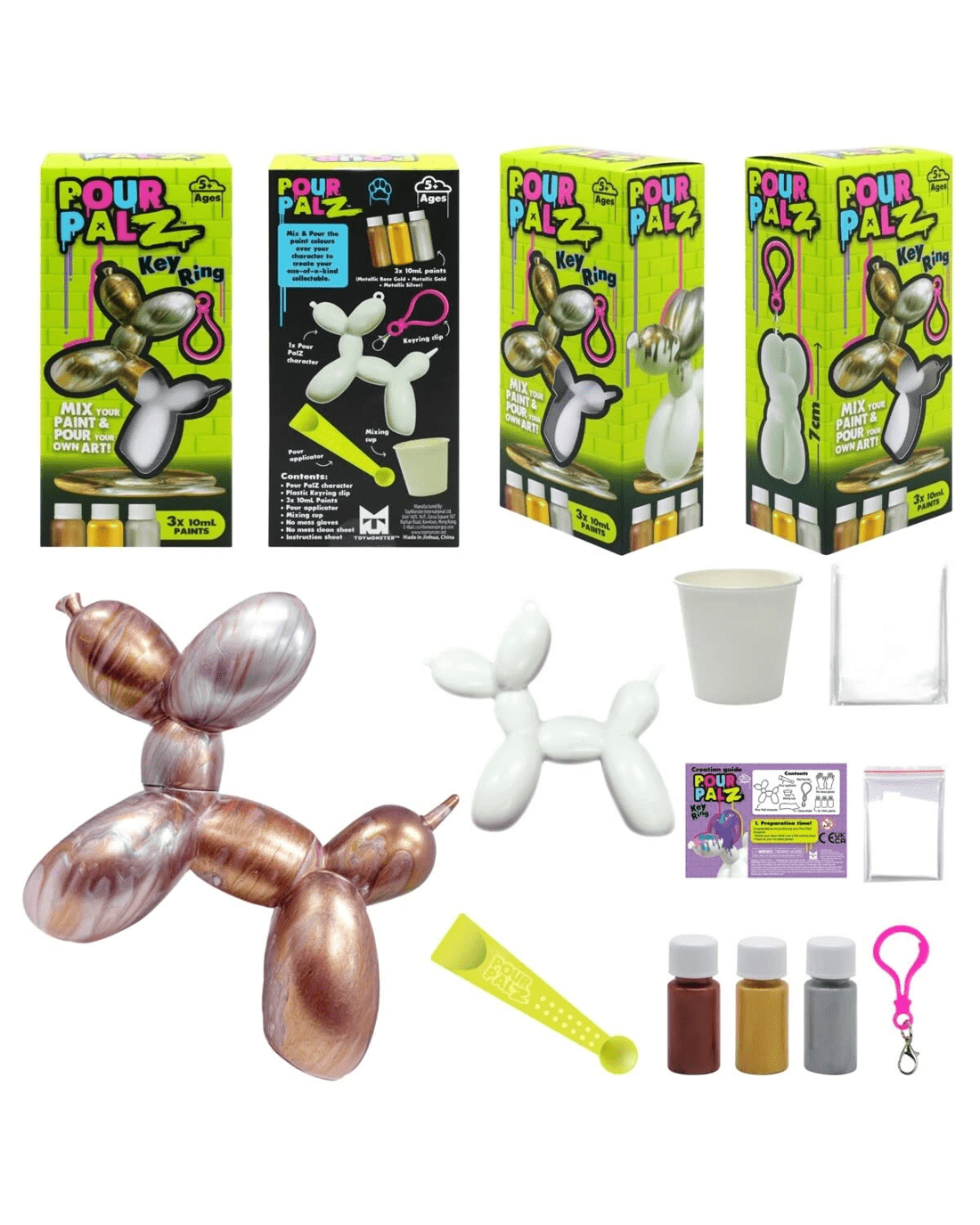 6 Pour Palz Mini Balloon Dog Keyring - Assorted, 6 of 7