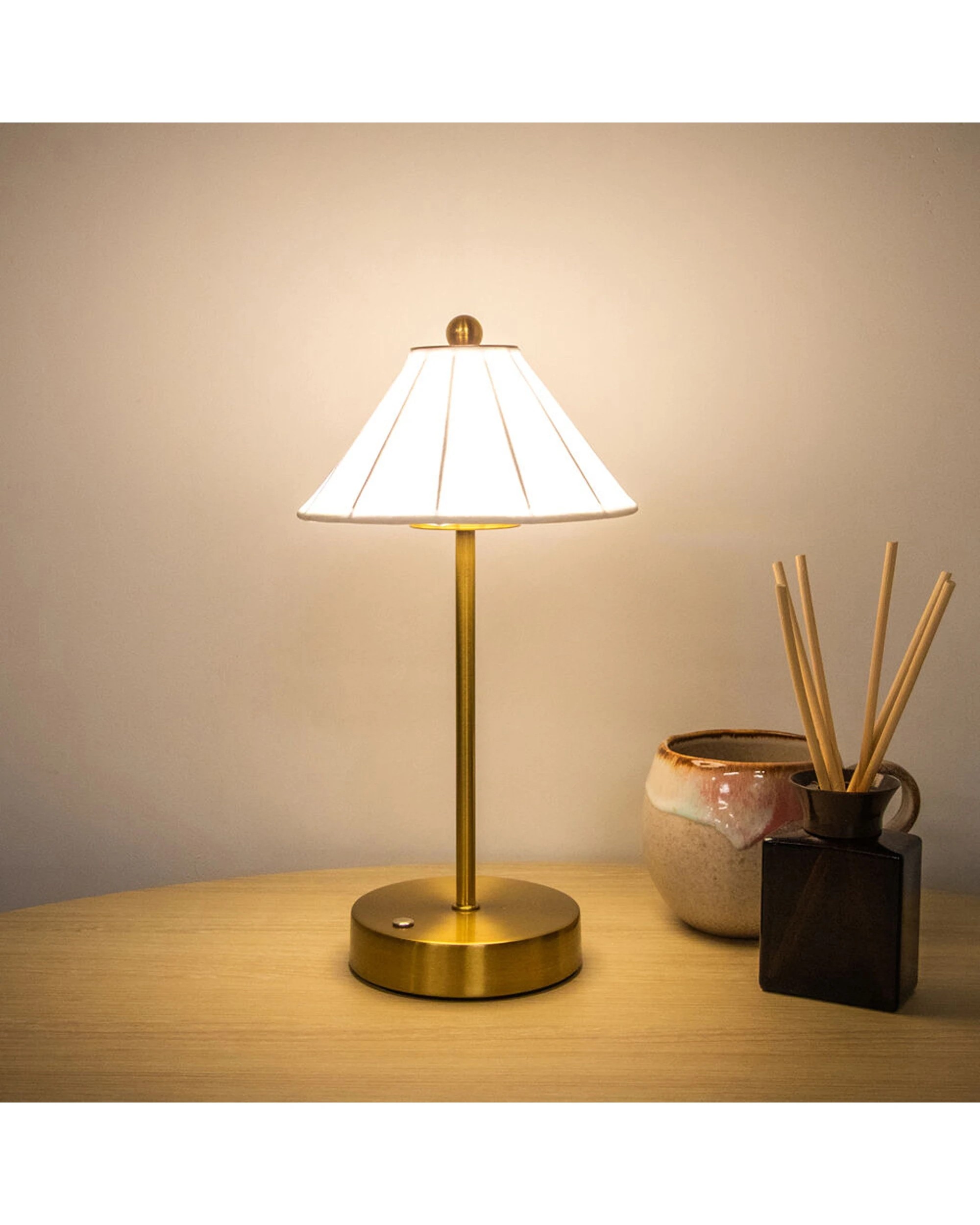 6 Boyle Rechargeable LED Table Lamp Silk Cone Shade Adjustable Lighting - Multi, 6 of 9