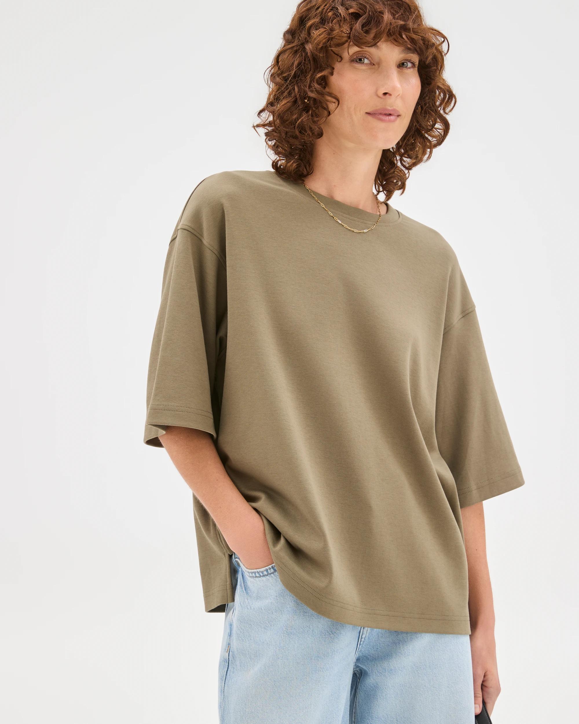 3 Target Australian Cotton Heavyweight Boxy T-Shirt DUSTY OLIVE, 3 of 7