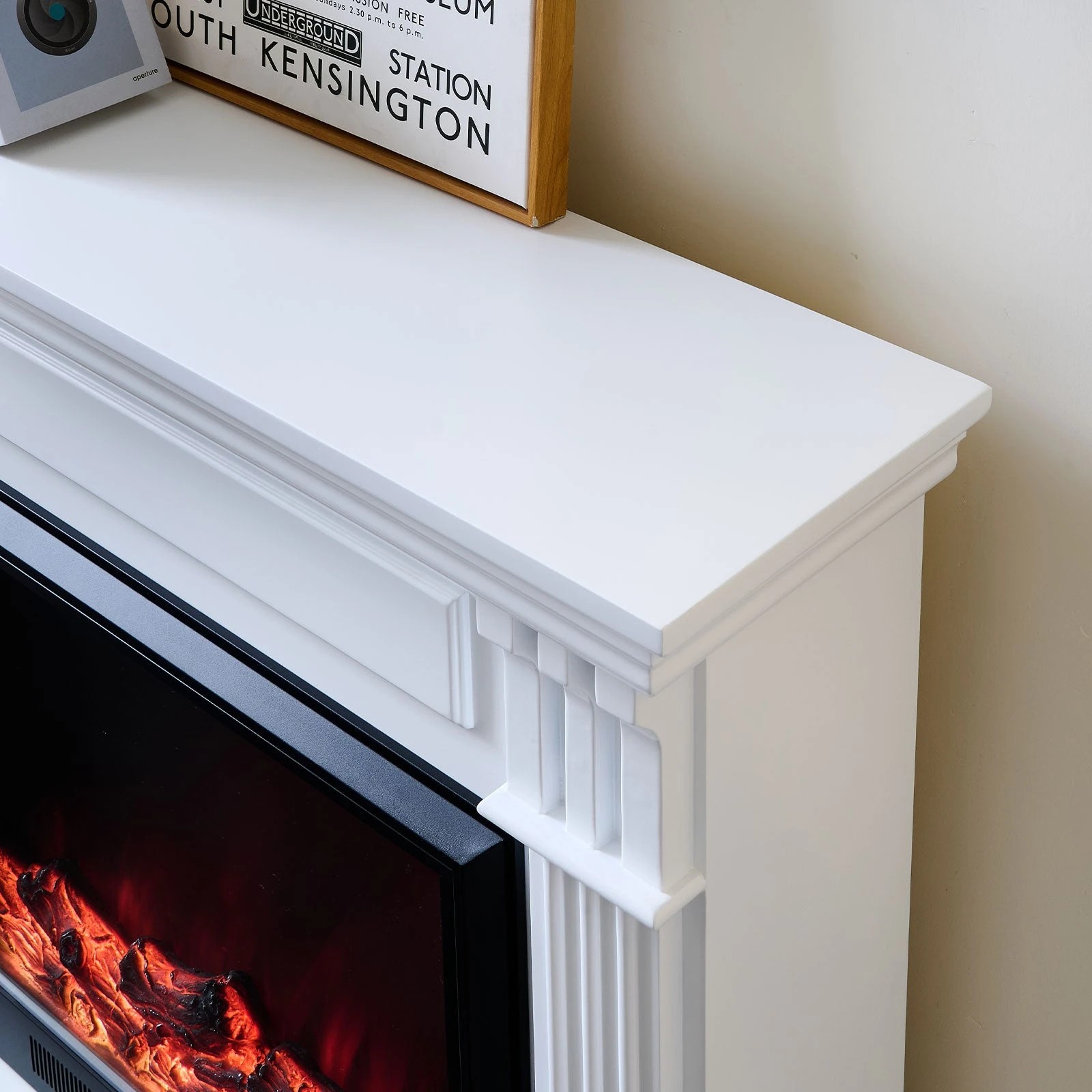 5 Moda Living Belgrave Electric Fireplace Heater White Mantel Suite with Orion Insert - White, 5 of 9