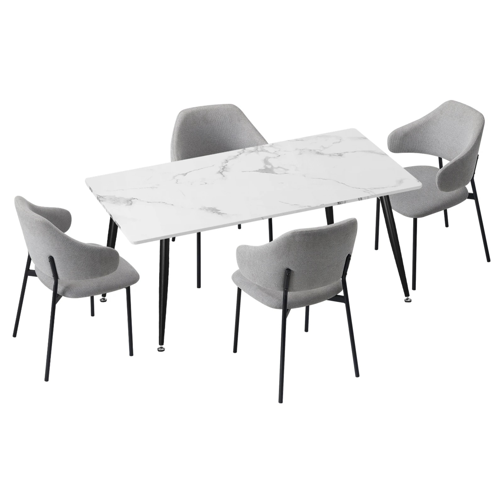 1 Oikiture 120cm Rectangle Dining Table With 4pcs Dining Chairs Fabric
 - Multi, 1 of 10