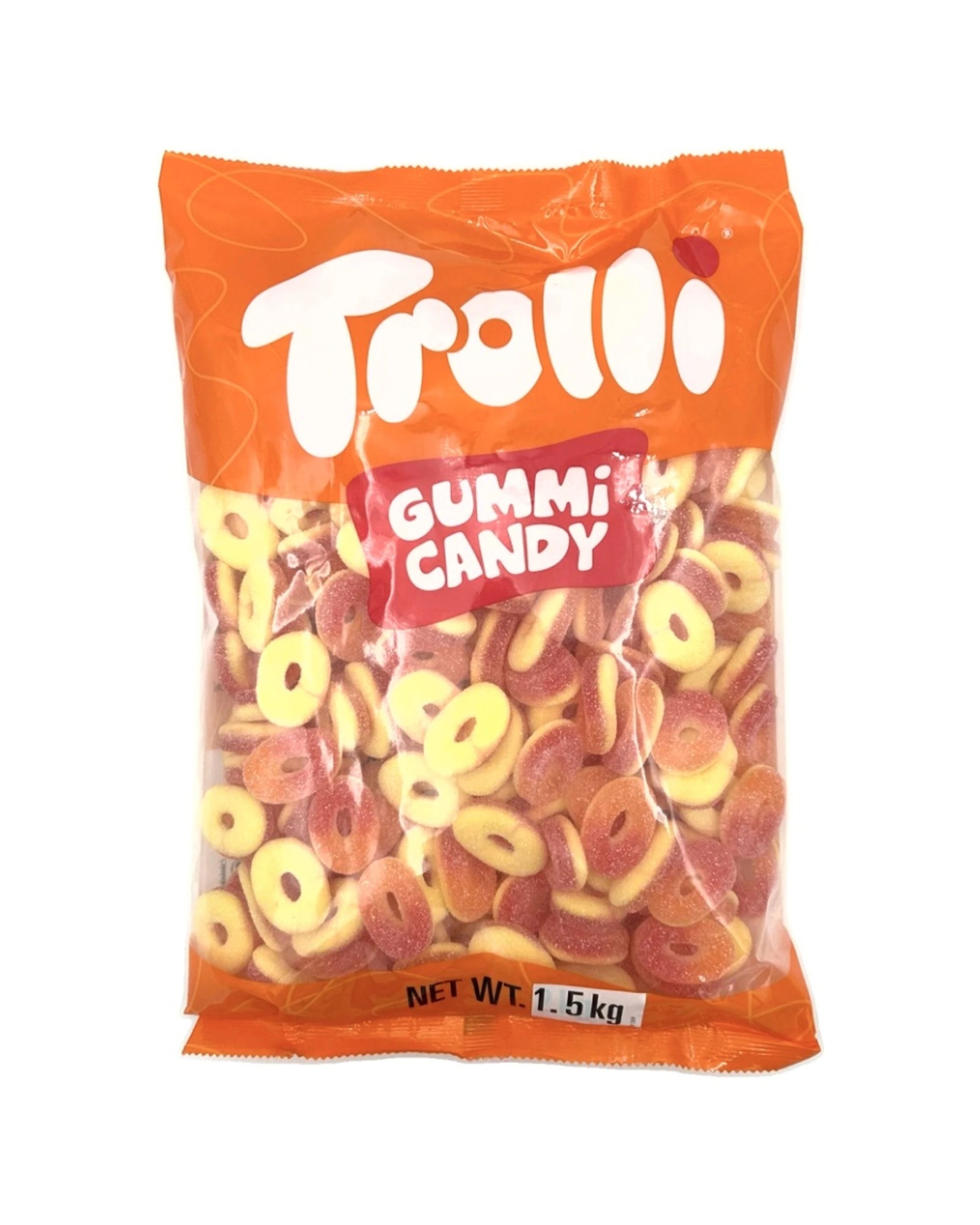 1 Trolli Lollies Bulk Bag Sour Peach Rings Gummy Candy 1.5kg - Multi, 1 of 1