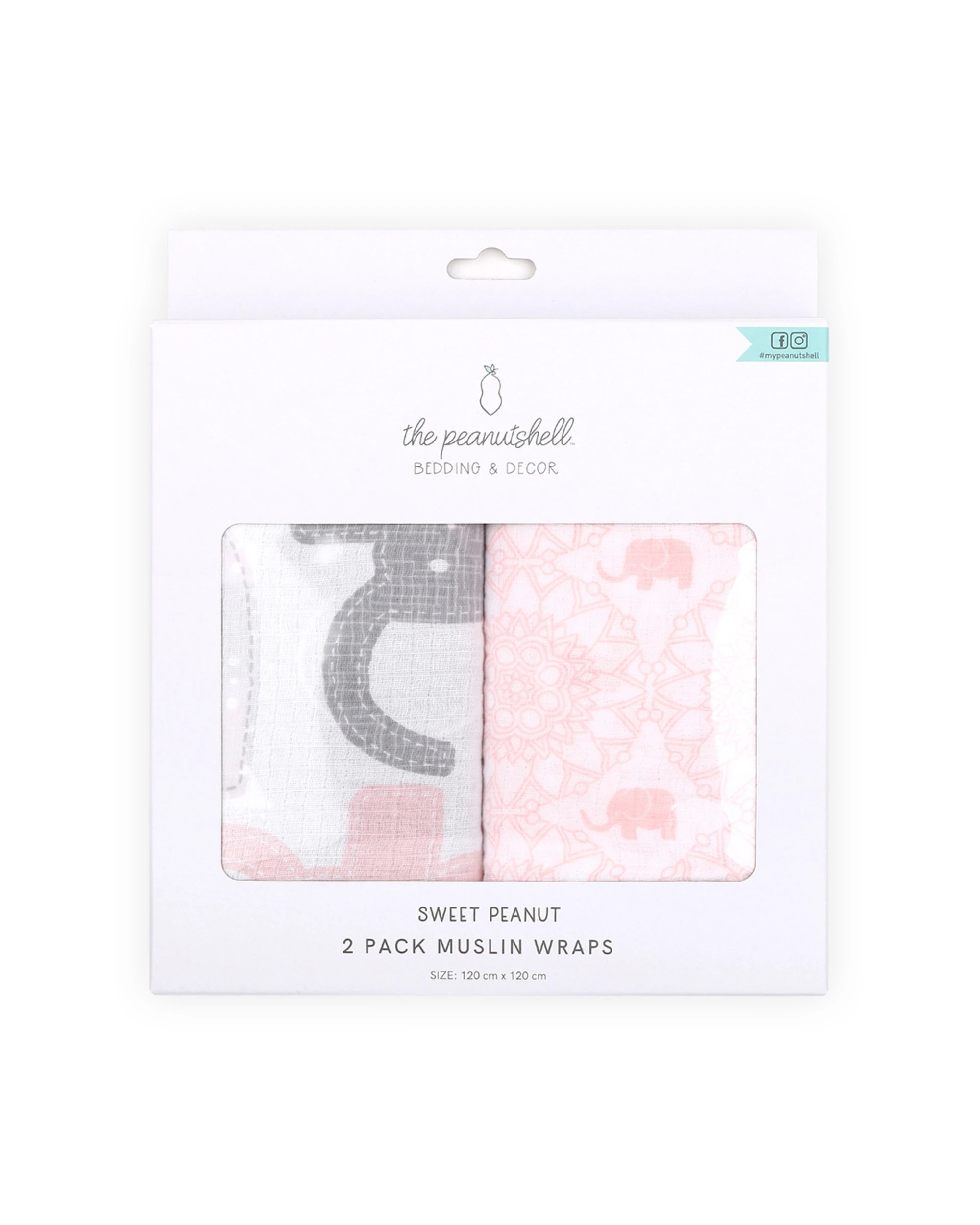 1 The Peanutshell 2pc 120cm Cotton Sweet Peanut Muslin Wrap Baby Nursery - Multi, 1 of 3