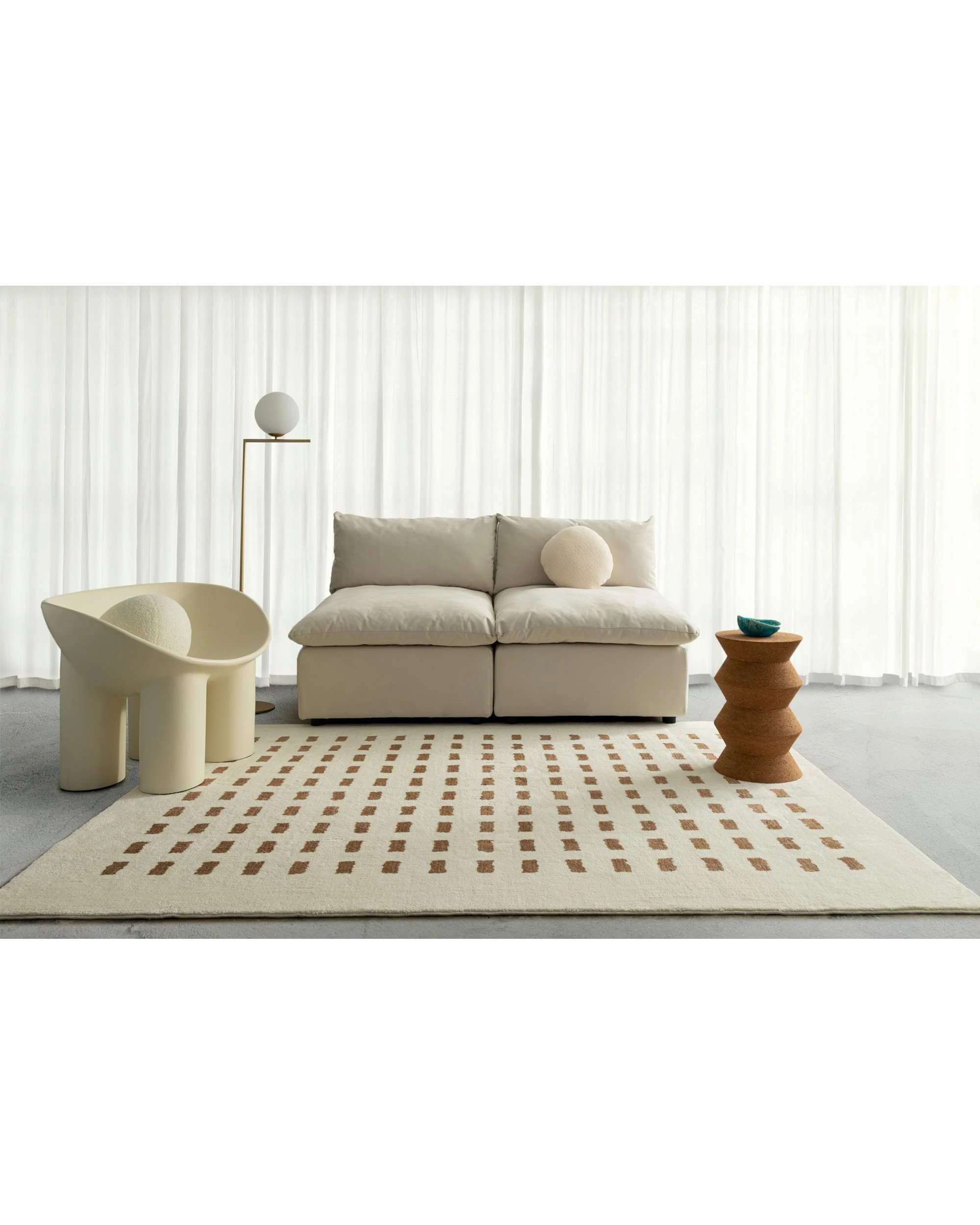 2 Loopsie Balan Rectangles Washable Rug-330cm x 240cm - White, 2 of 6