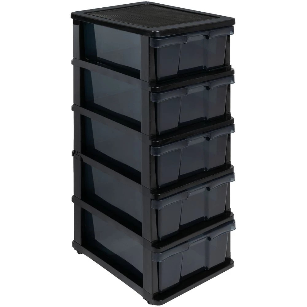 8 J.Burrows 5 Drawer Storage Tower on Wheels Black, 8 of 10