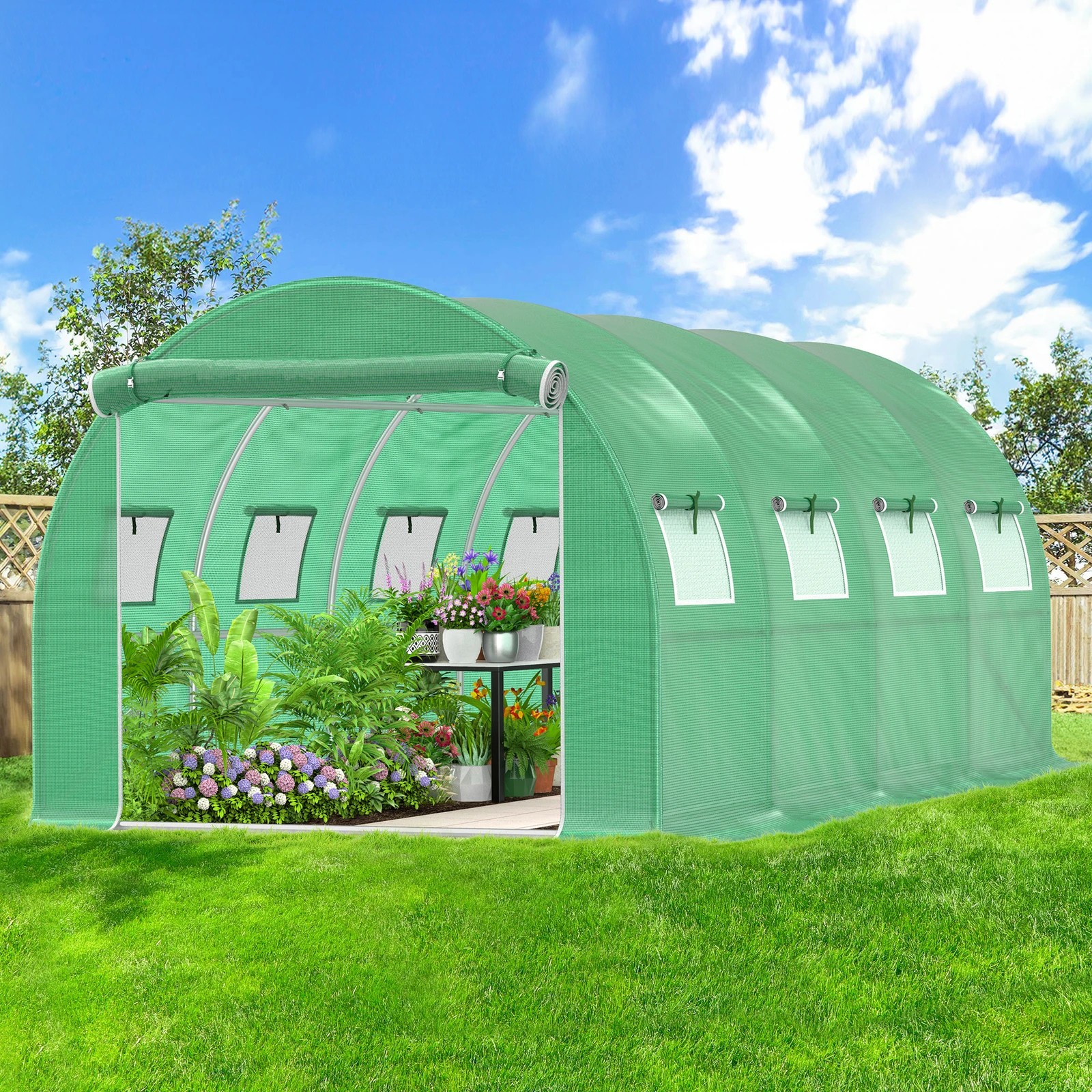 2 Alfordson Greenhouse Dome Shed Green House 4x3x2M - Green, 2 of 6