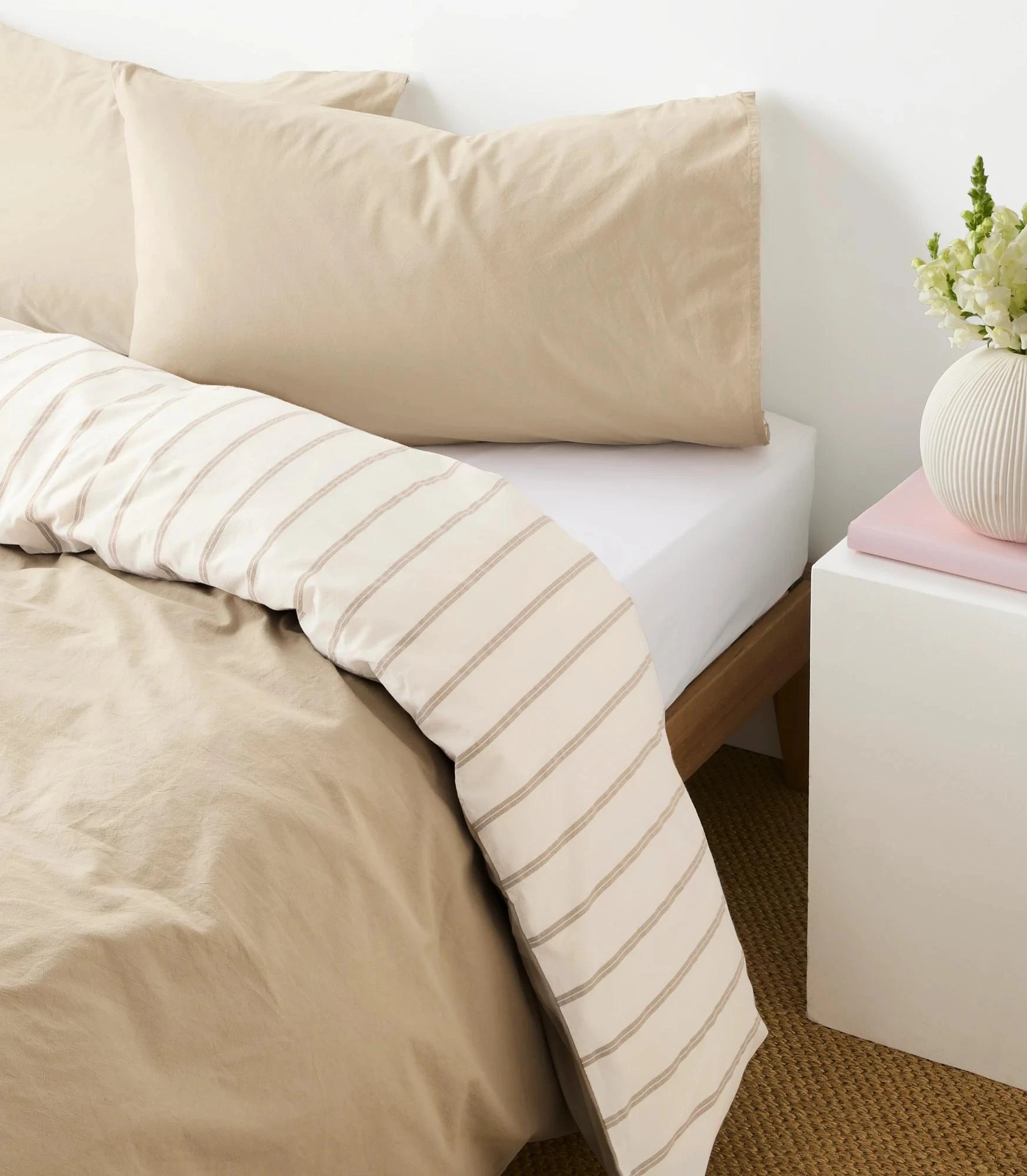 3 Arlo Stonewash Stripe Quilt Cover Set - King Bed - Natural, 3 of 5