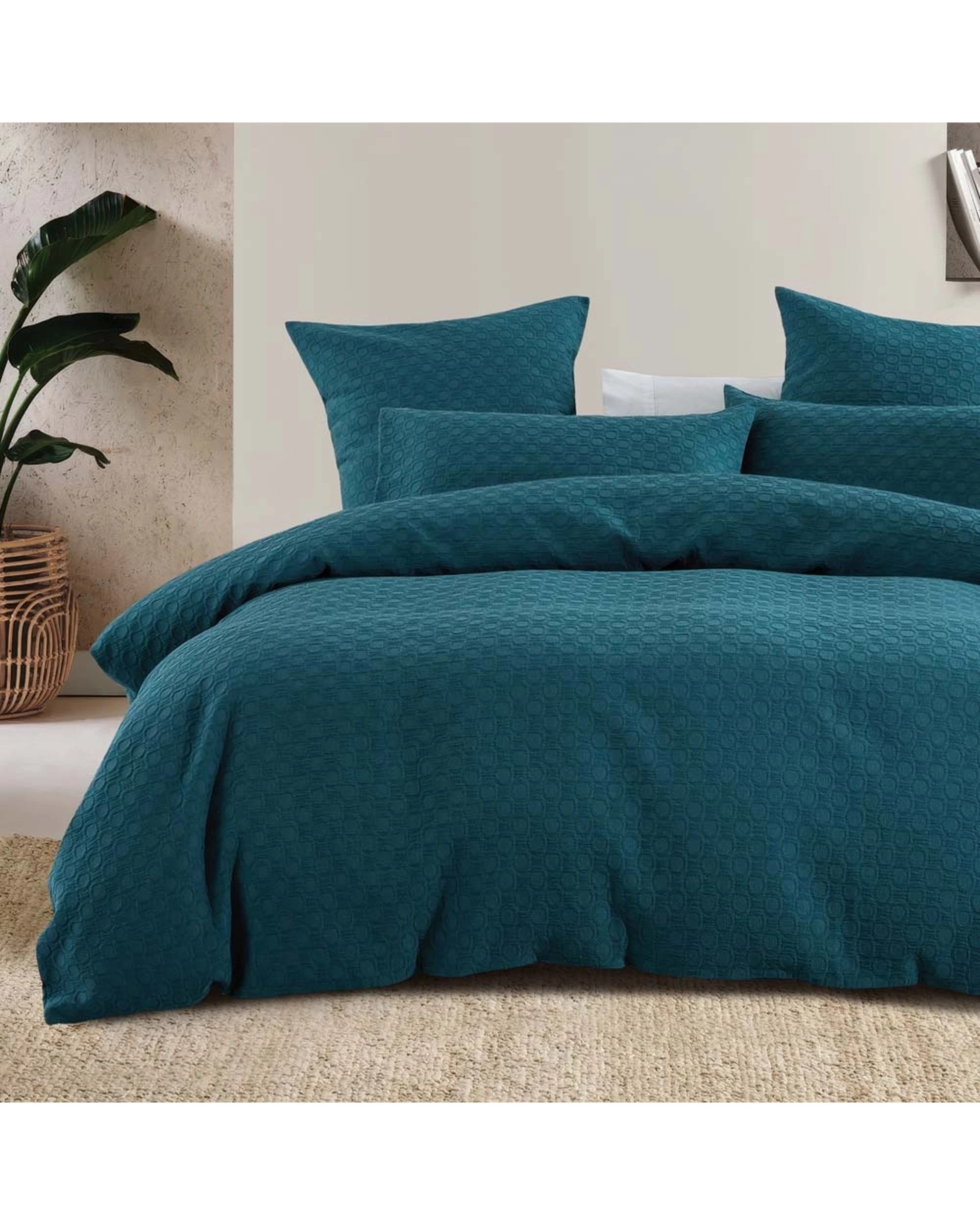 2 Bambury Luna Jacquard European Pillowcase Home Bedding 65x65cm - Blue, 2 of 4