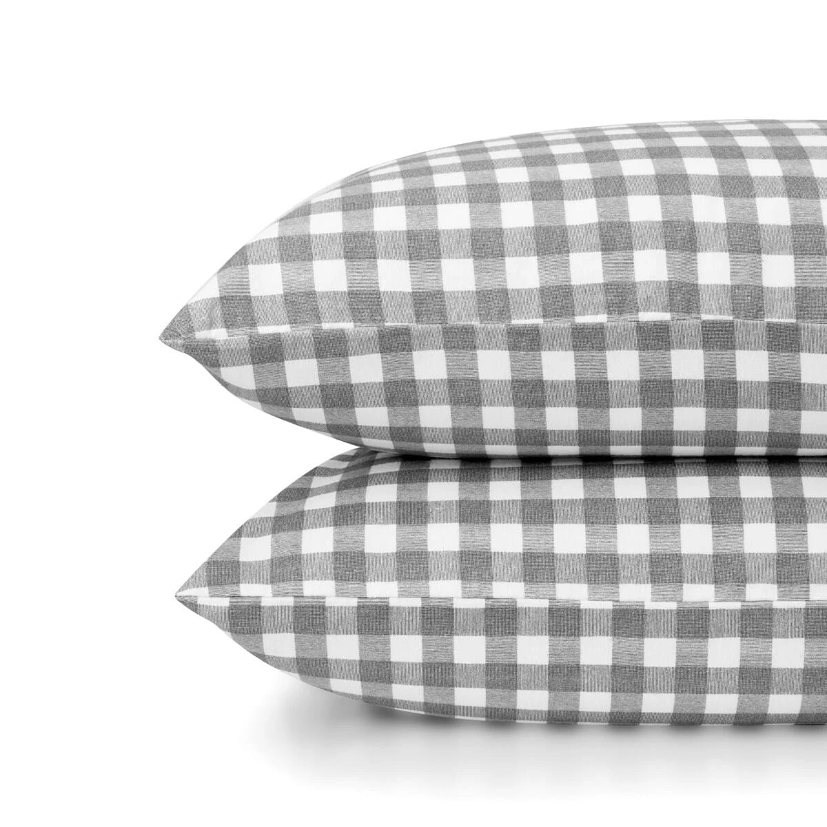 2 Gingham Cotton Flannelette Sheet Set - Double Bed, Grey, 2 of 7