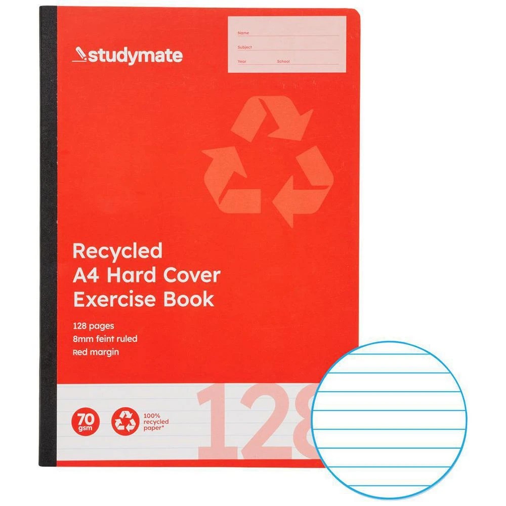 1 Studymate A4 Recycled Hardcover Exercise Book 128pg, 1 of 3