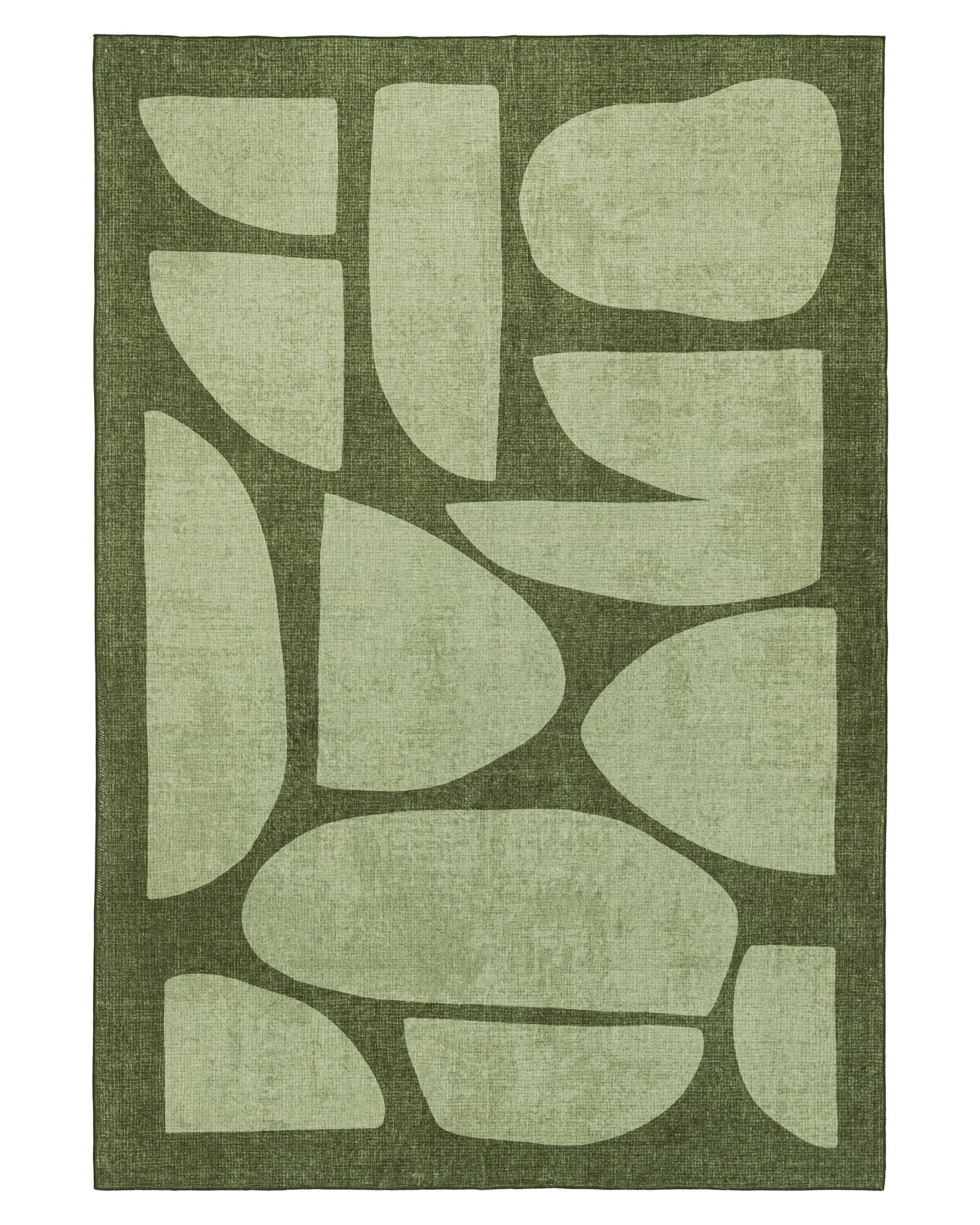 1 Loopsie Brookhaven Printed Washable Rug-220cm x 150cm - Green, 1 of 8