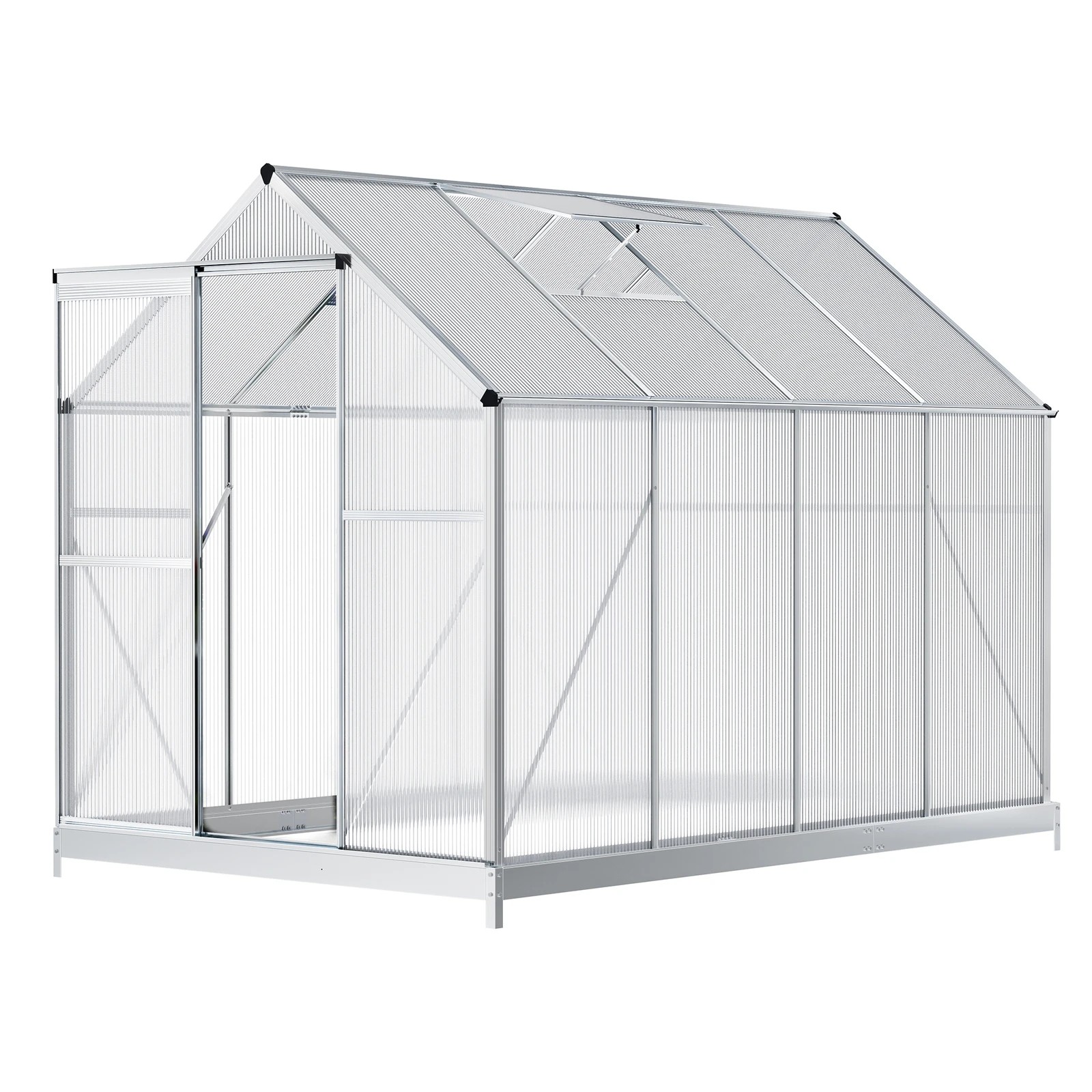1 Alfordson Greenhouse Aluminium Polycarbonate Garden Storage Shed 1.9x2.5x1.8M - White, 1 of 7