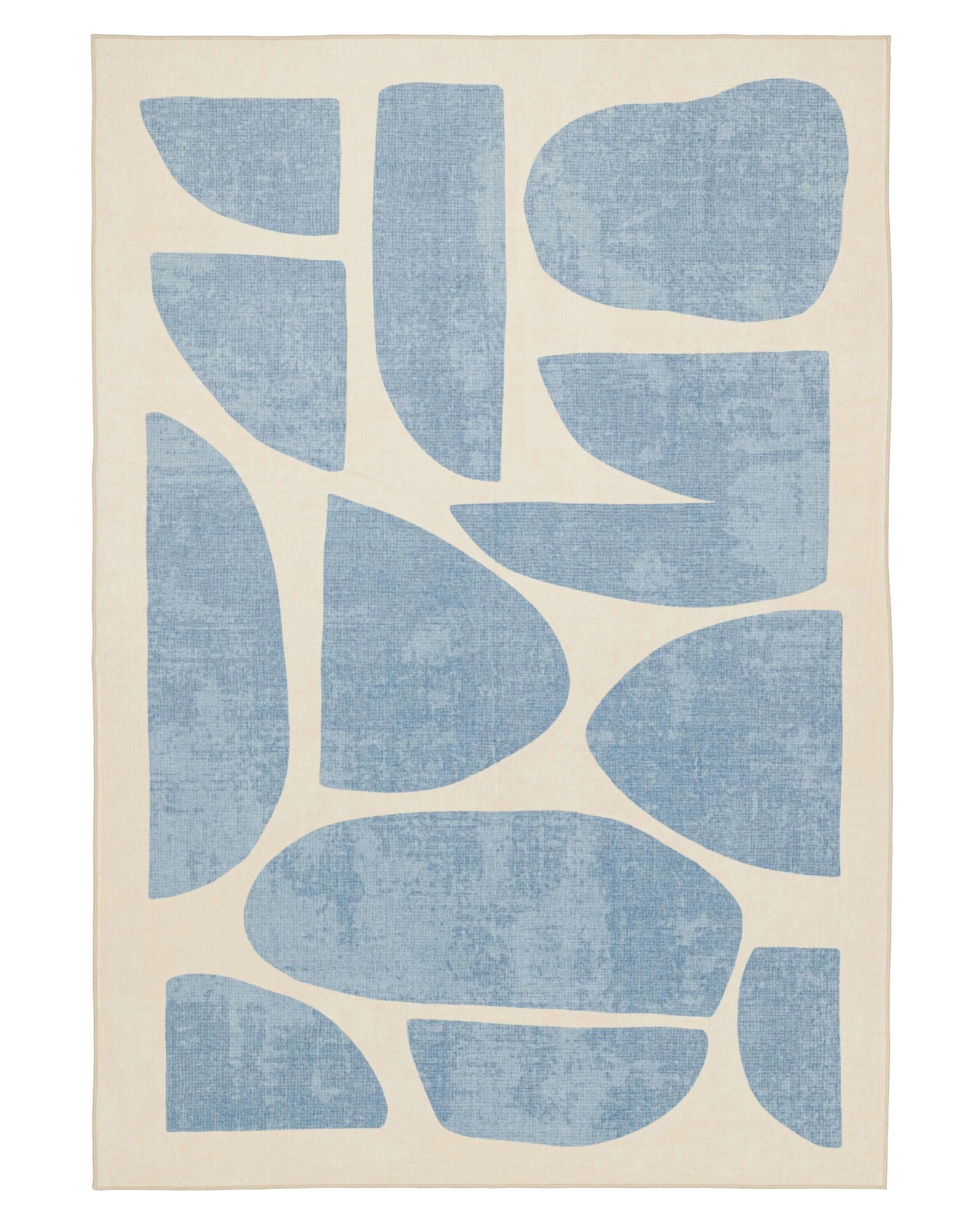 1 Loopsie Noho Printed Washable Rug-320cm x 230cm - Blue, 1 of 8