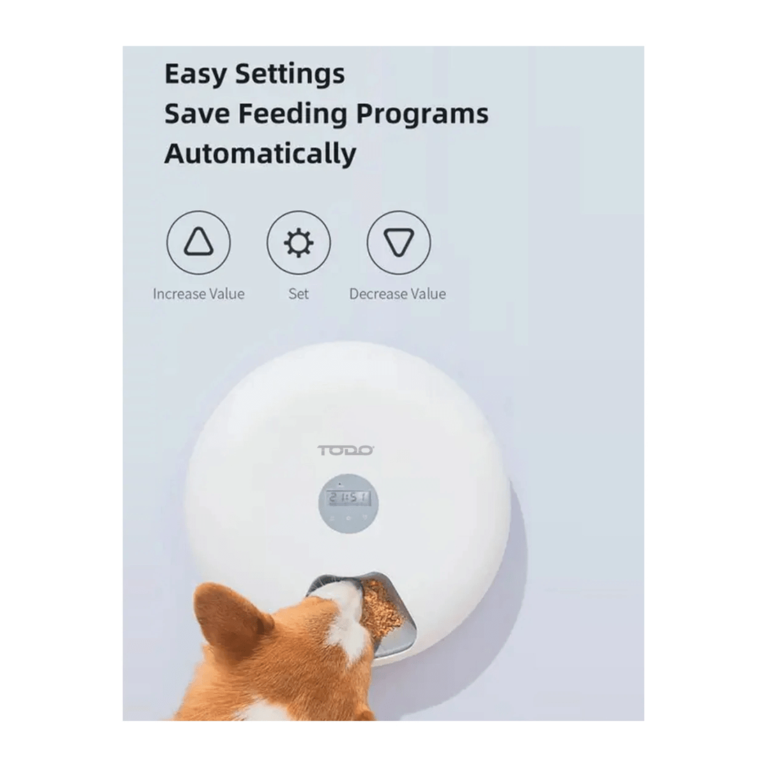 4 TODO Automatic Pet Feeder 180ml x6 Meal Digital Lcd Dog Cat Food Bowl Timer White, 4 of 8