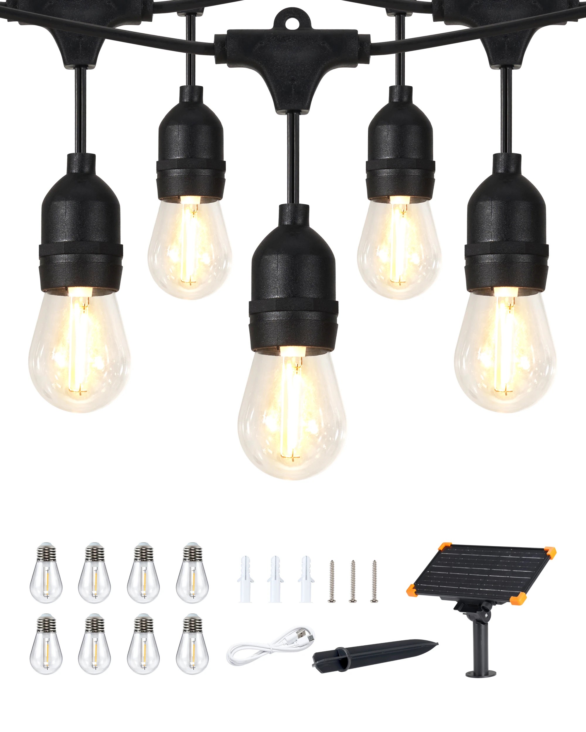 1 ZUNI 30M Solar Festoon Lights Outdoor Garden w/ 30+8 Shatterproof Bulbs, 1 of 8