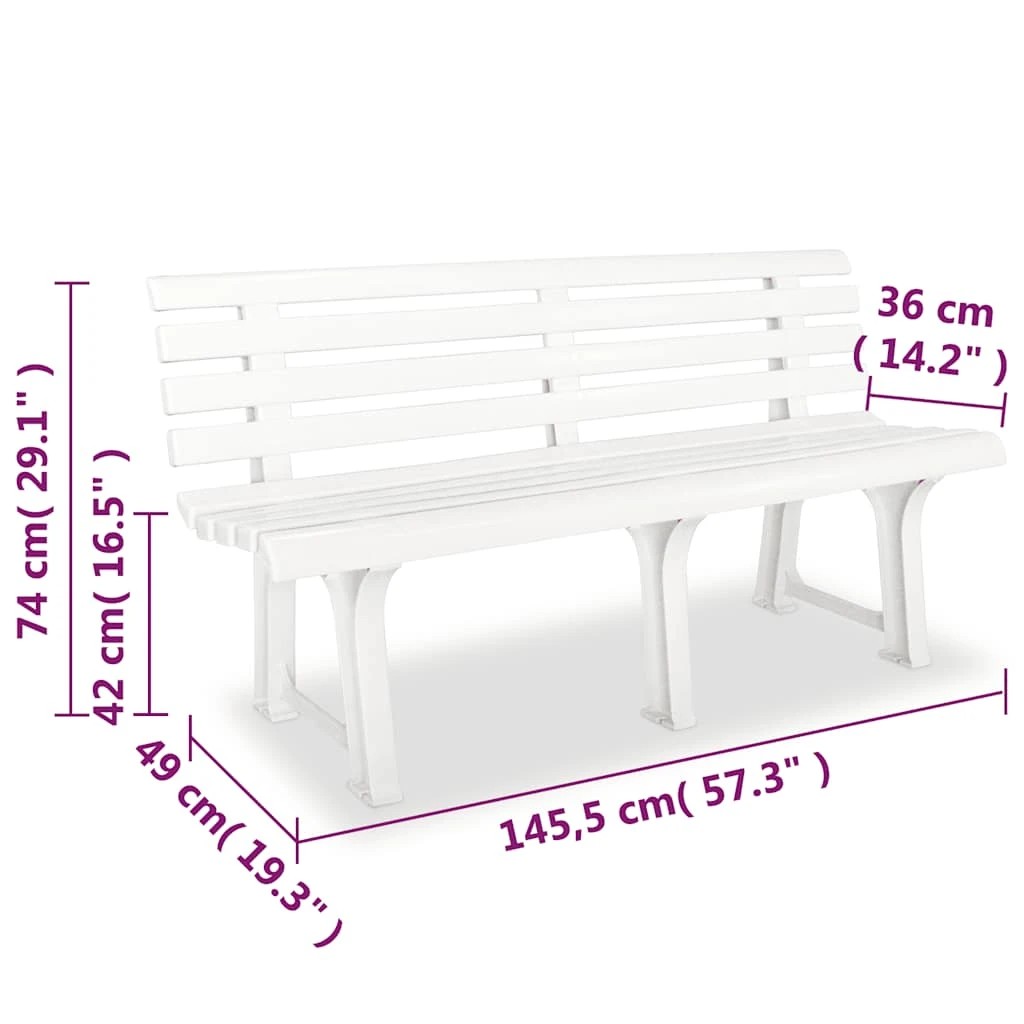 6 vidaXL Garden bench Durable - White, 6 of 6