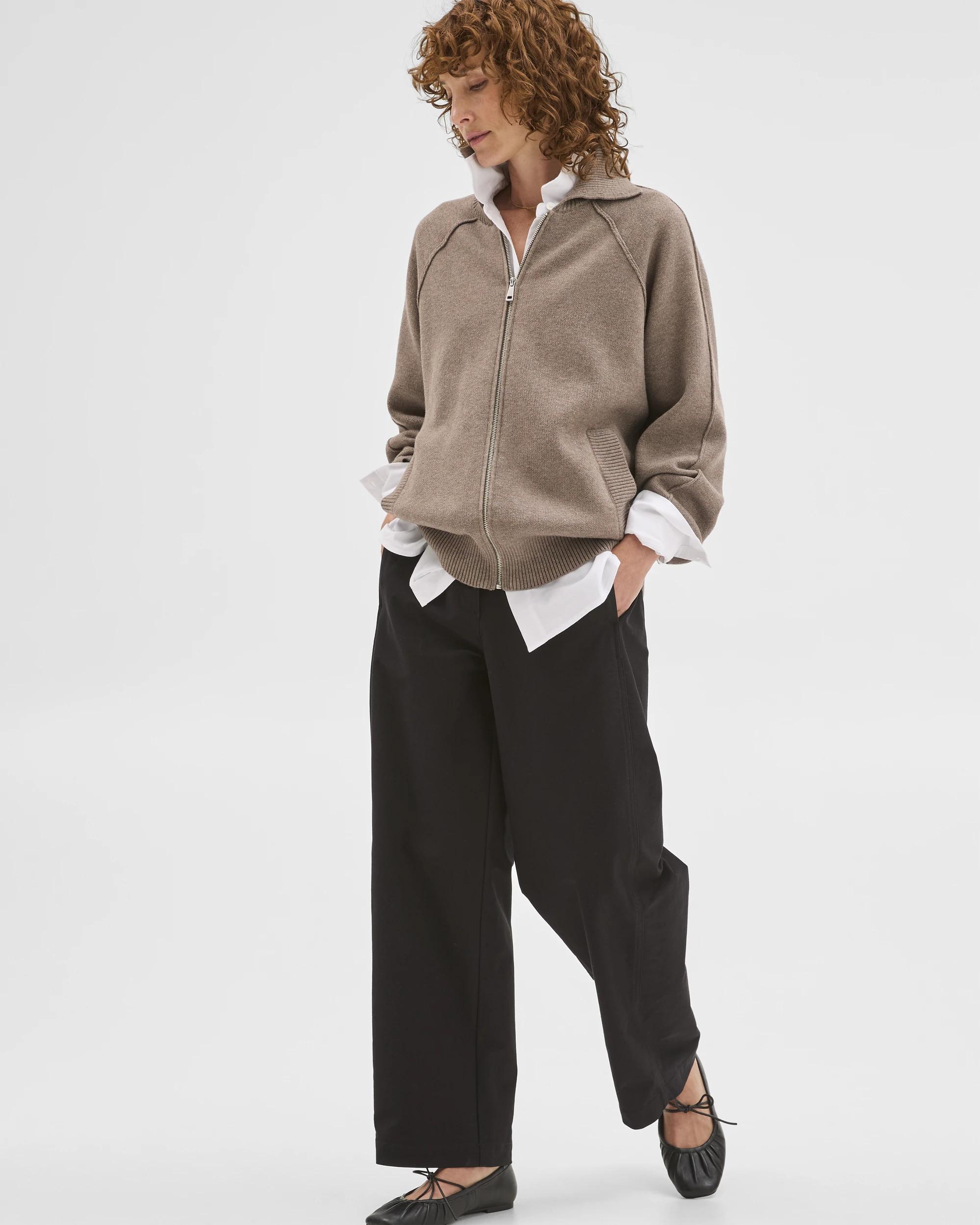 3 Target Woman Zip Through Knit Bomber Cardigan TAUPE MARLE, 3 of 7