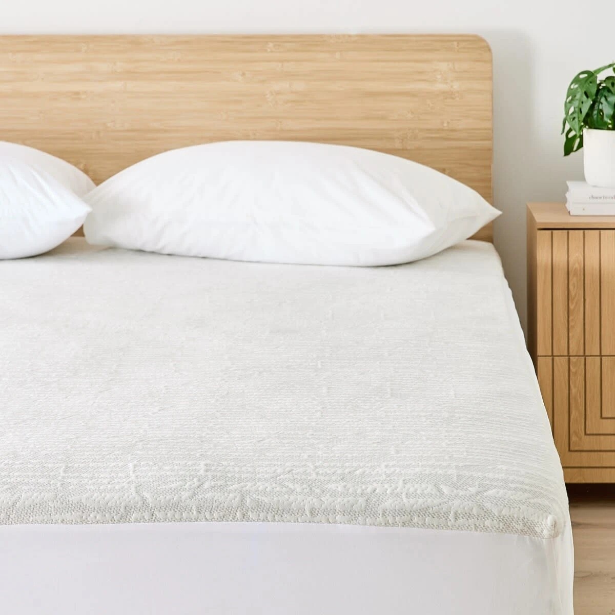 2 Memory Foam Mattress Topper with Skirt - Queen Bed, White and Grey, 2 of 10