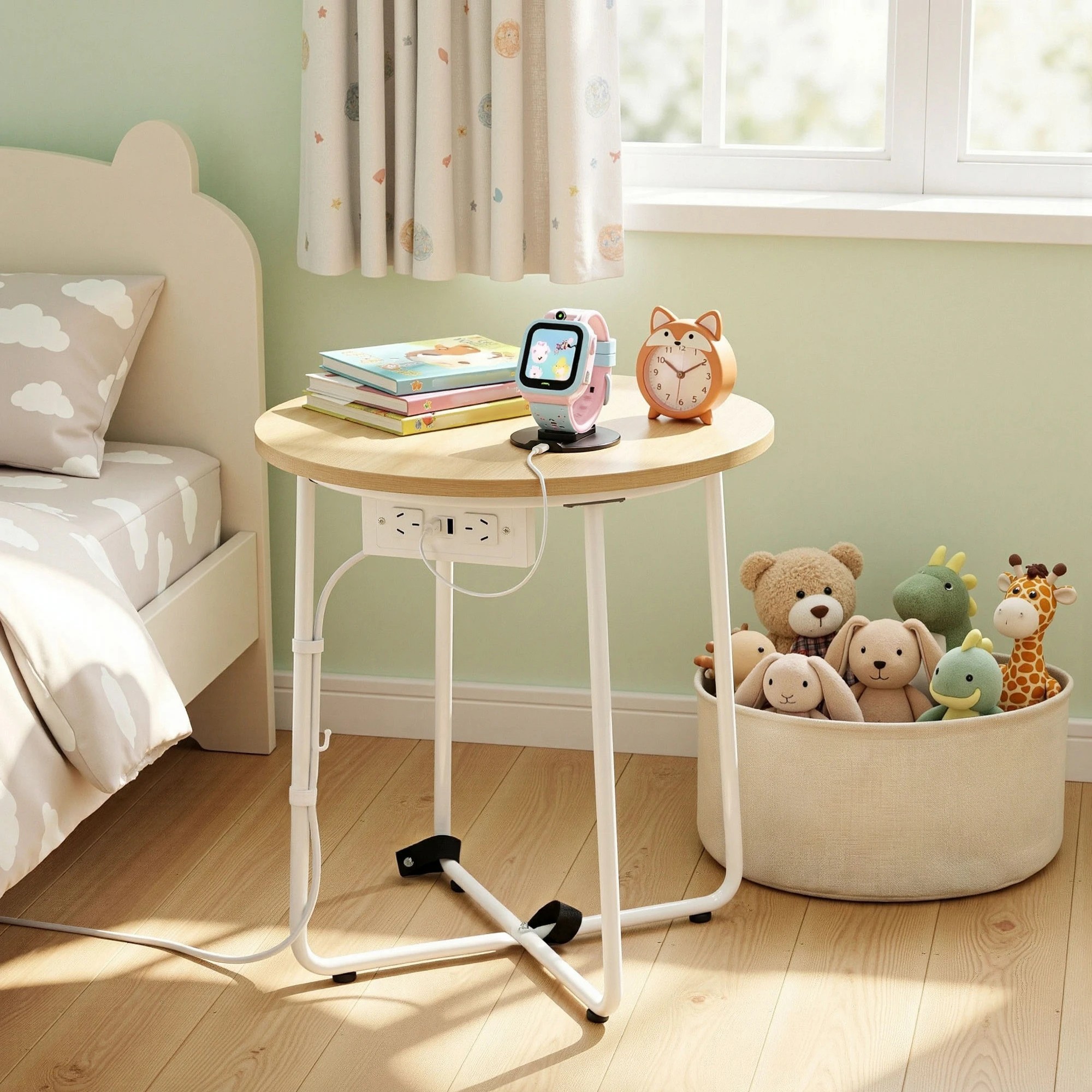 8 Artiss Floor Lounge & Round Coffee Table Side End Table with Charging Station Set - Multi, 8 of 9