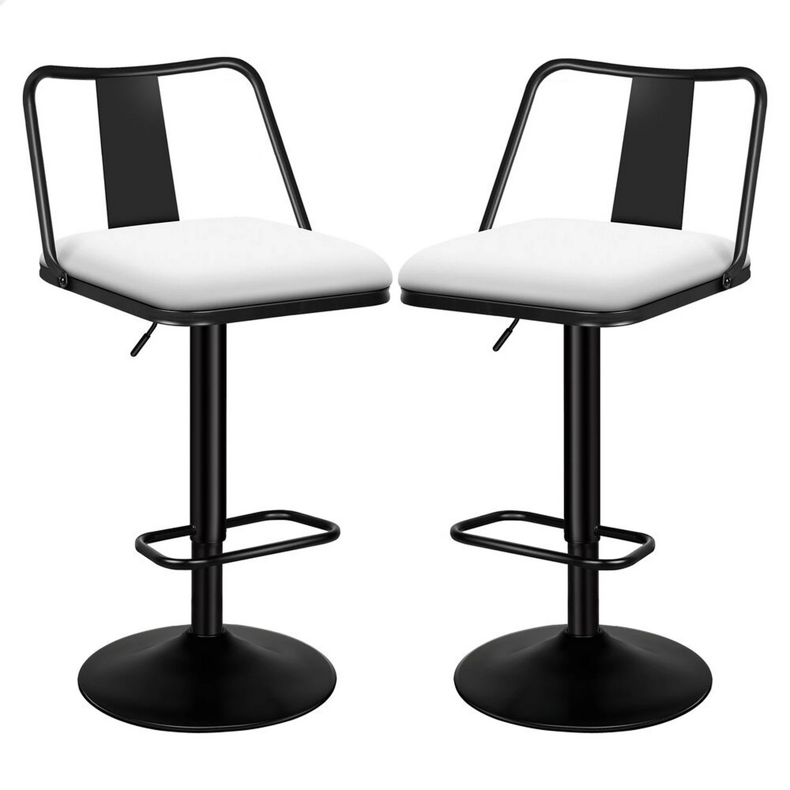 1 Alfordson 2x Bar Stools Gas Lift Leather Bar Chairs Kitchen Swivel Gloria - White, 1 of 10