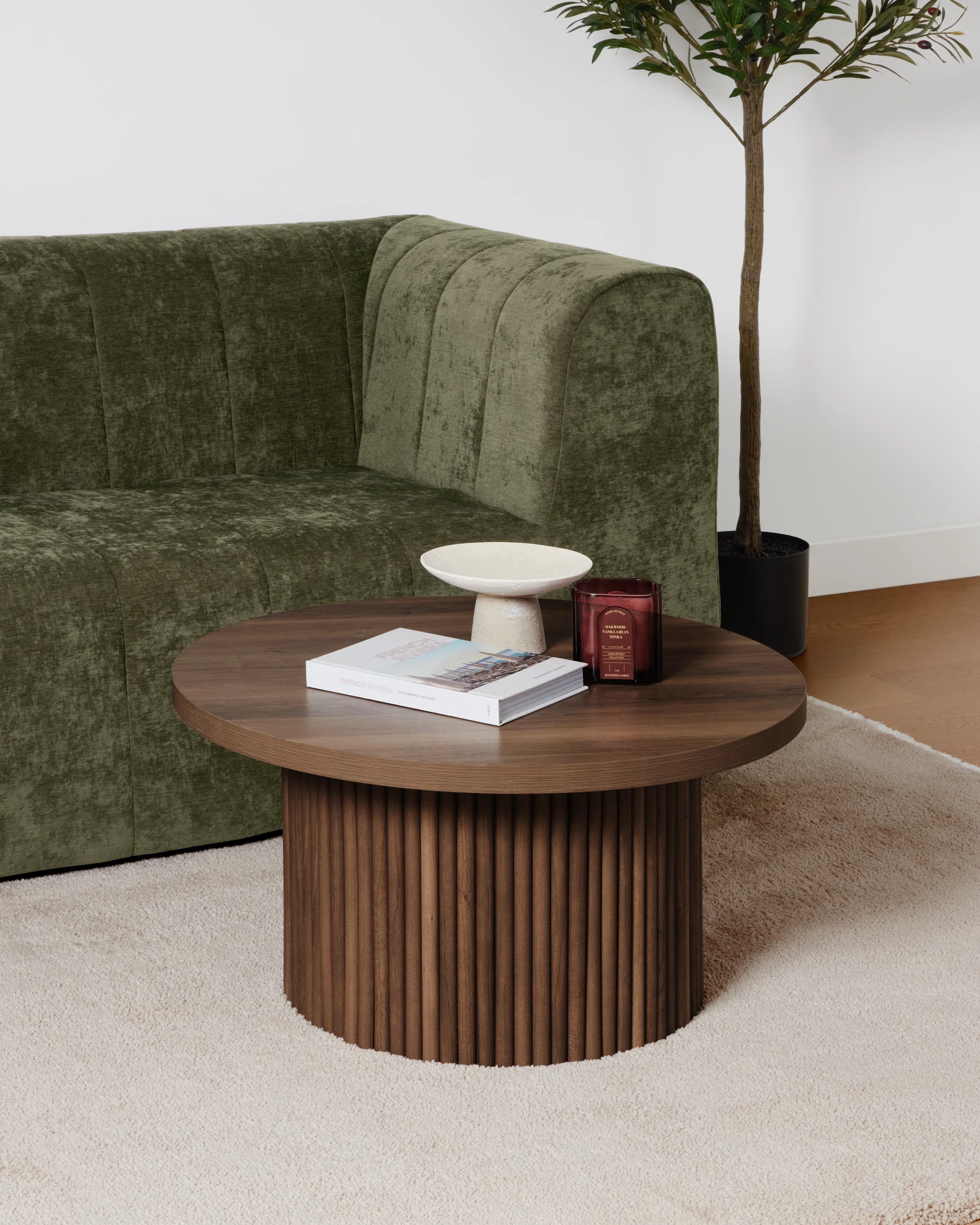 1 Ryan Ribbed Coffee Table - Walnut, 1 of 6