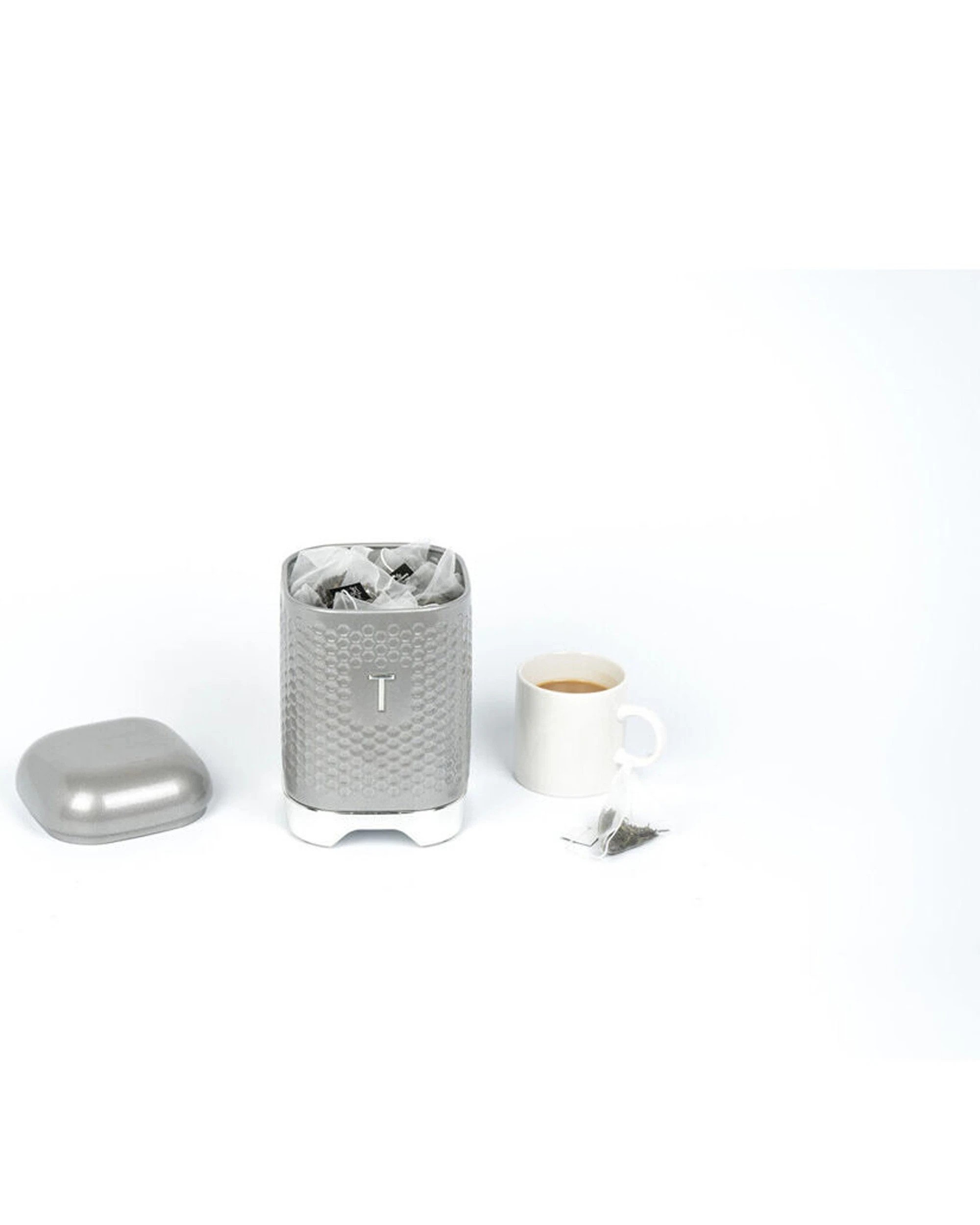 3 Kitchen Craft Lovello Geometric Textured Retro Tea Canister 19cm Shadow - Grey, 3 of 7