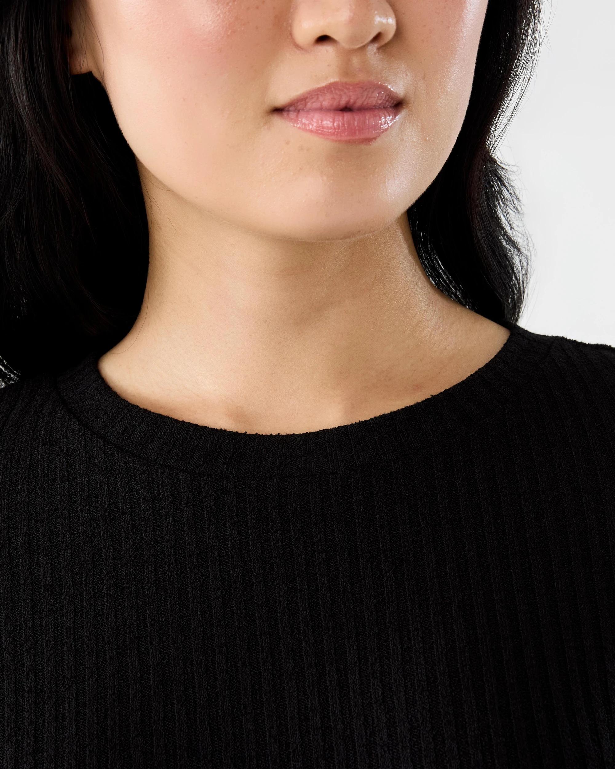 5 Longline Rib Brushed T-shirt Black, 5 of 7