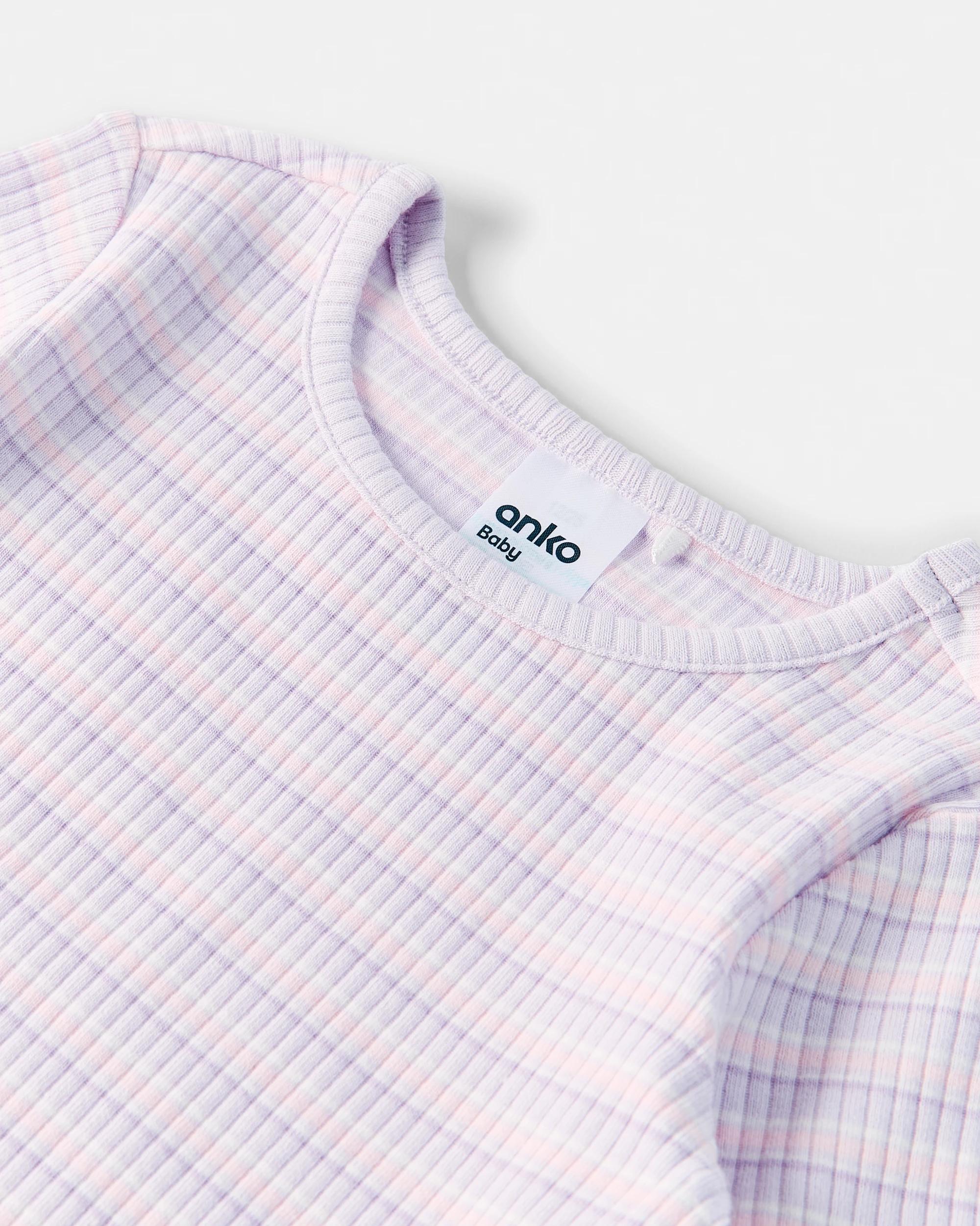 8 3 Pack Cotton Long Sleeve Ribbed T-shirt Lilc Flrl, 8 of 8