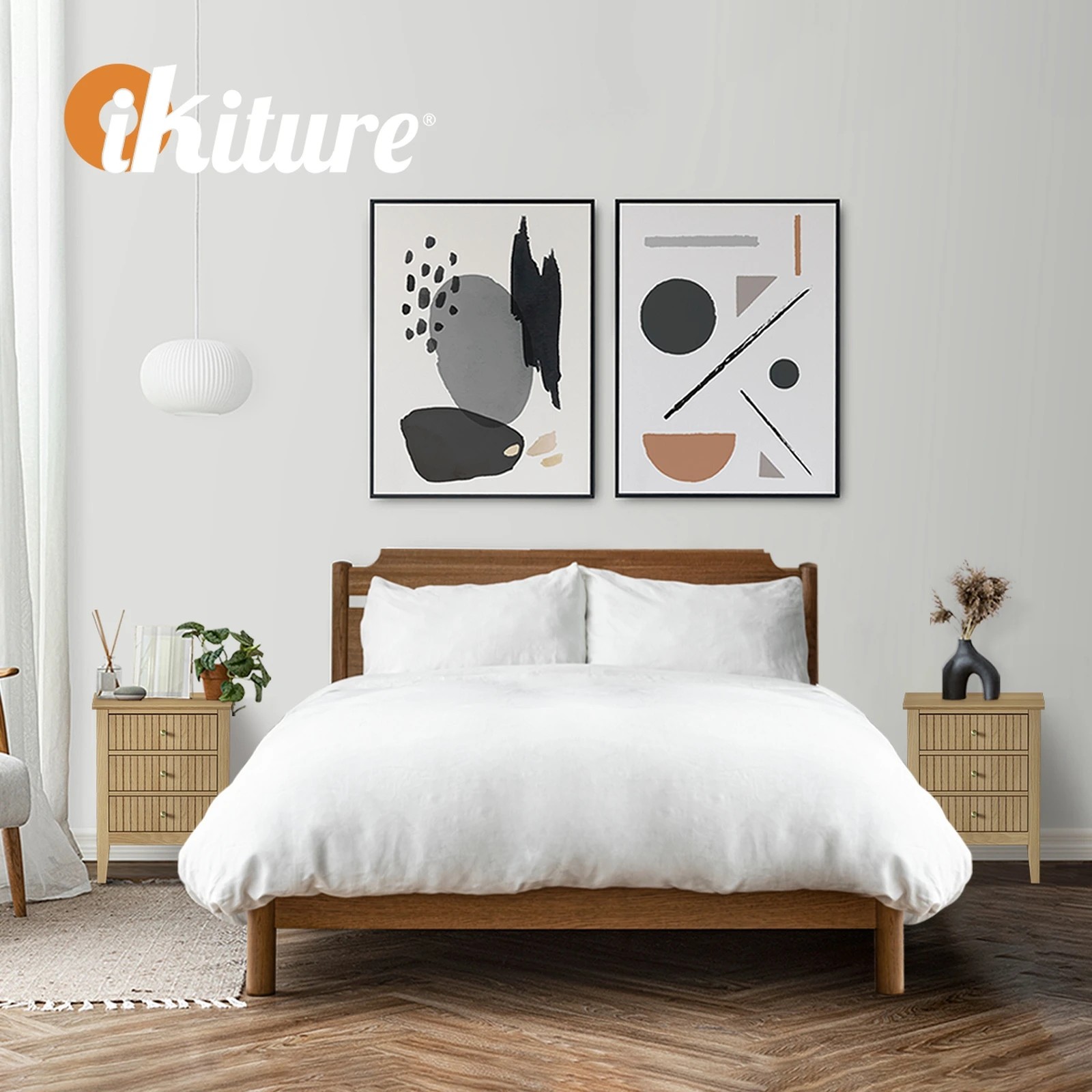 4 Oikiture Bedside Table 3 Drawers Side End Storage Furniture Nightstand
 - Natural, 4 of 6