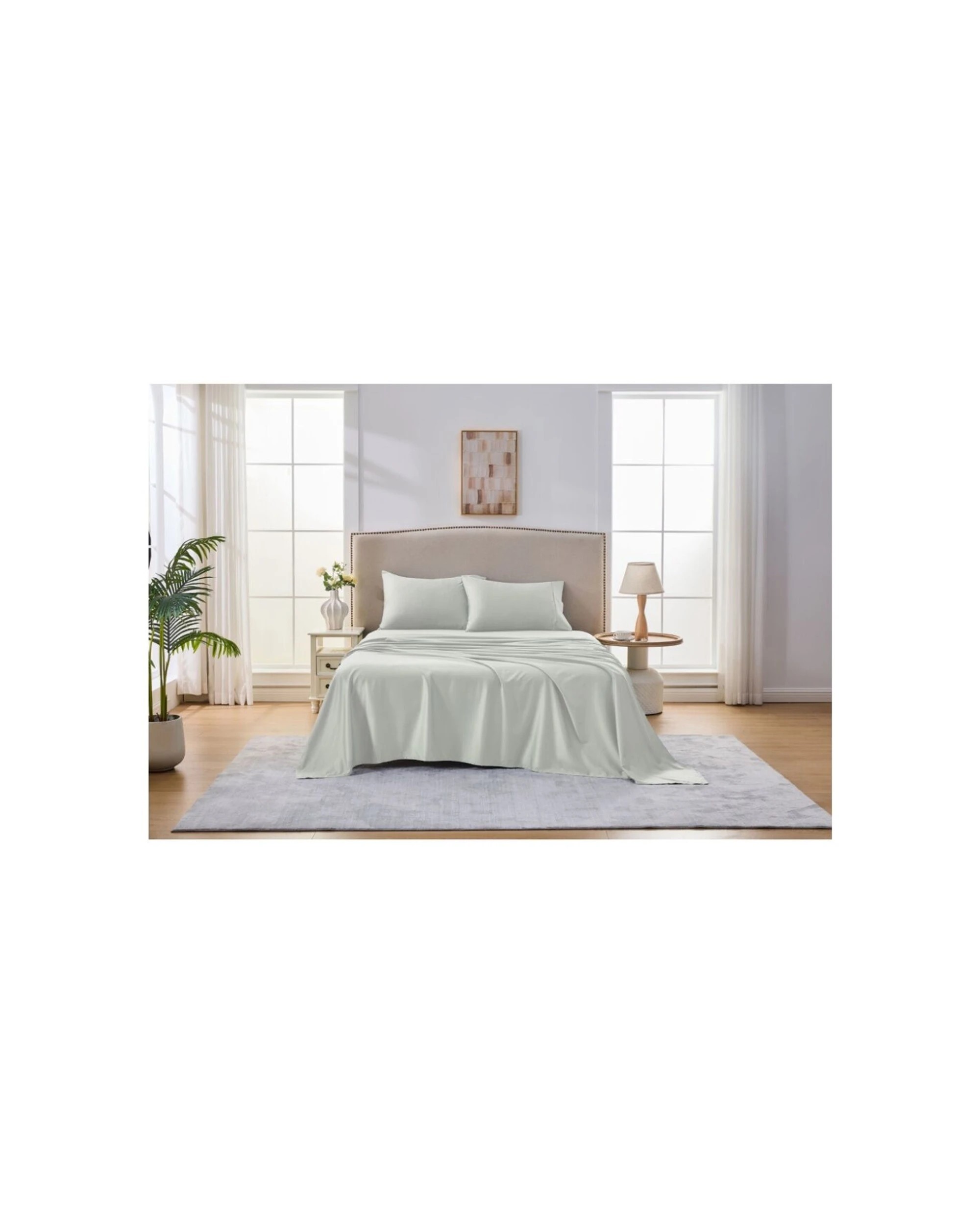 4 Grosvenor House 500TC Egyptian Cotton Flat Bed Bedding Sheet - Super King Bed - Green, 4 of 5