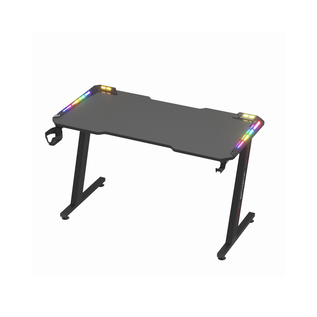 1 Advwin 120cm Black Gaming Desk Rgb Led Light Computer Desk, 1 of 7