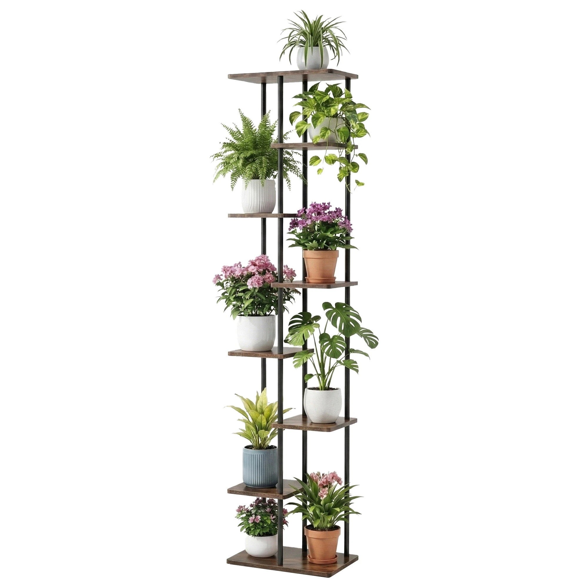 1 Artiss 8 Tiers Plant Stand Metal Flower Pots Shelf Indoor Outdoor Garden Home - Multi, 1 of 8