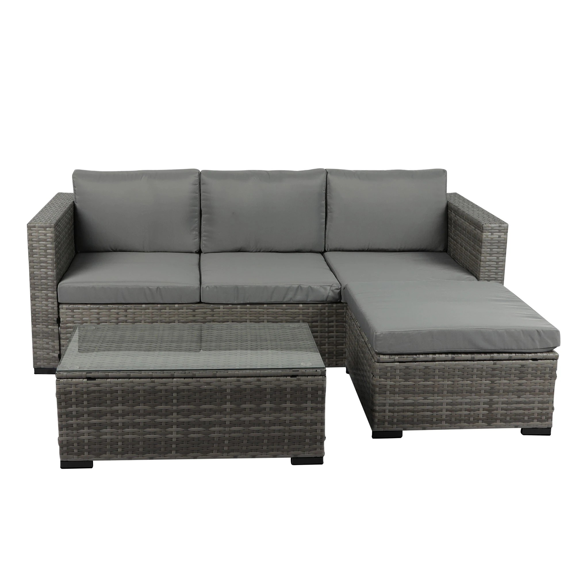 2 Levede 5-Piece Outdoor Sofa Set with Chairs & Tempered Glass Table, UV Resistant - Grey, 2 of 8