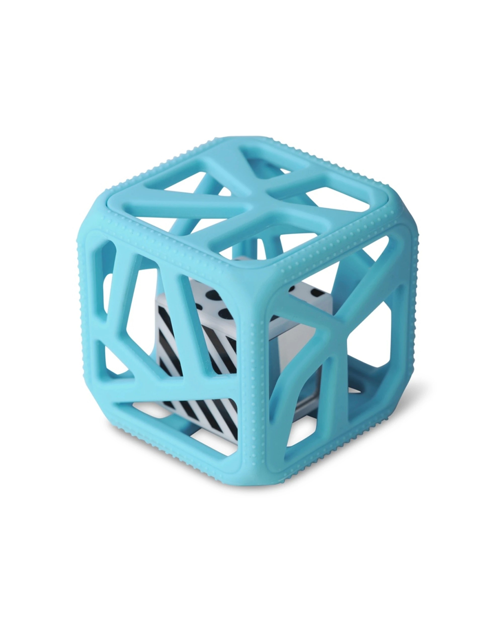 1 Malarkey Kids Chew Cube Easy-Grip Silicone Teether Rattle Baby Toy - Blue, 1 of 3