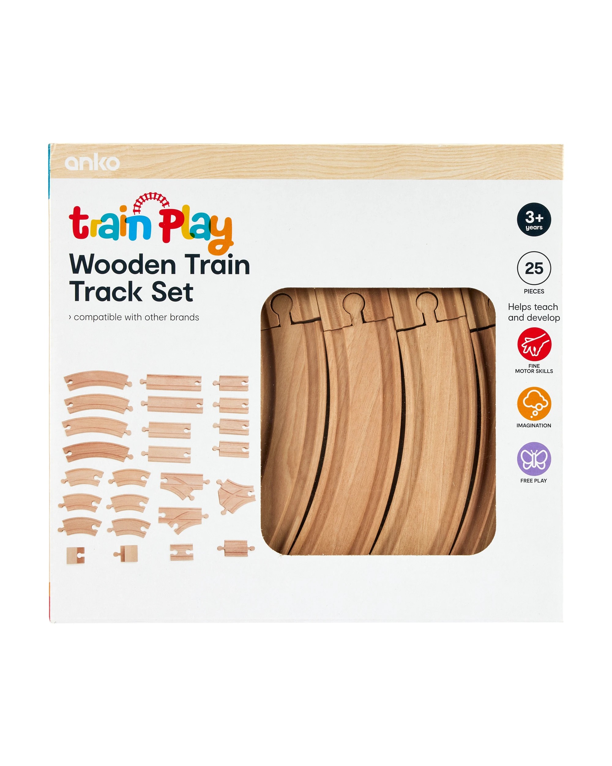 7 25 Piece Wooden Train Track Set, 7 of 8