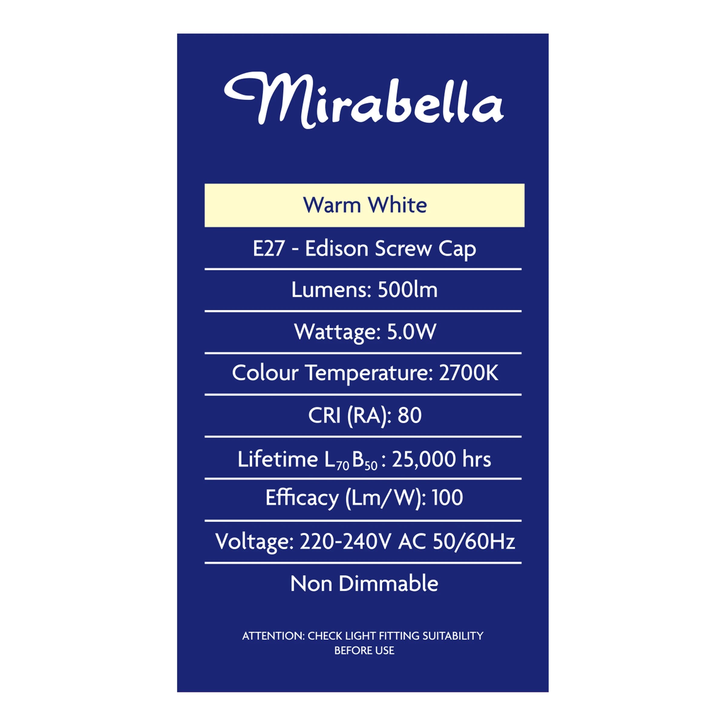 4 Mirabella 5W LED Warm White GLS Everyday Globe, 4 of 6