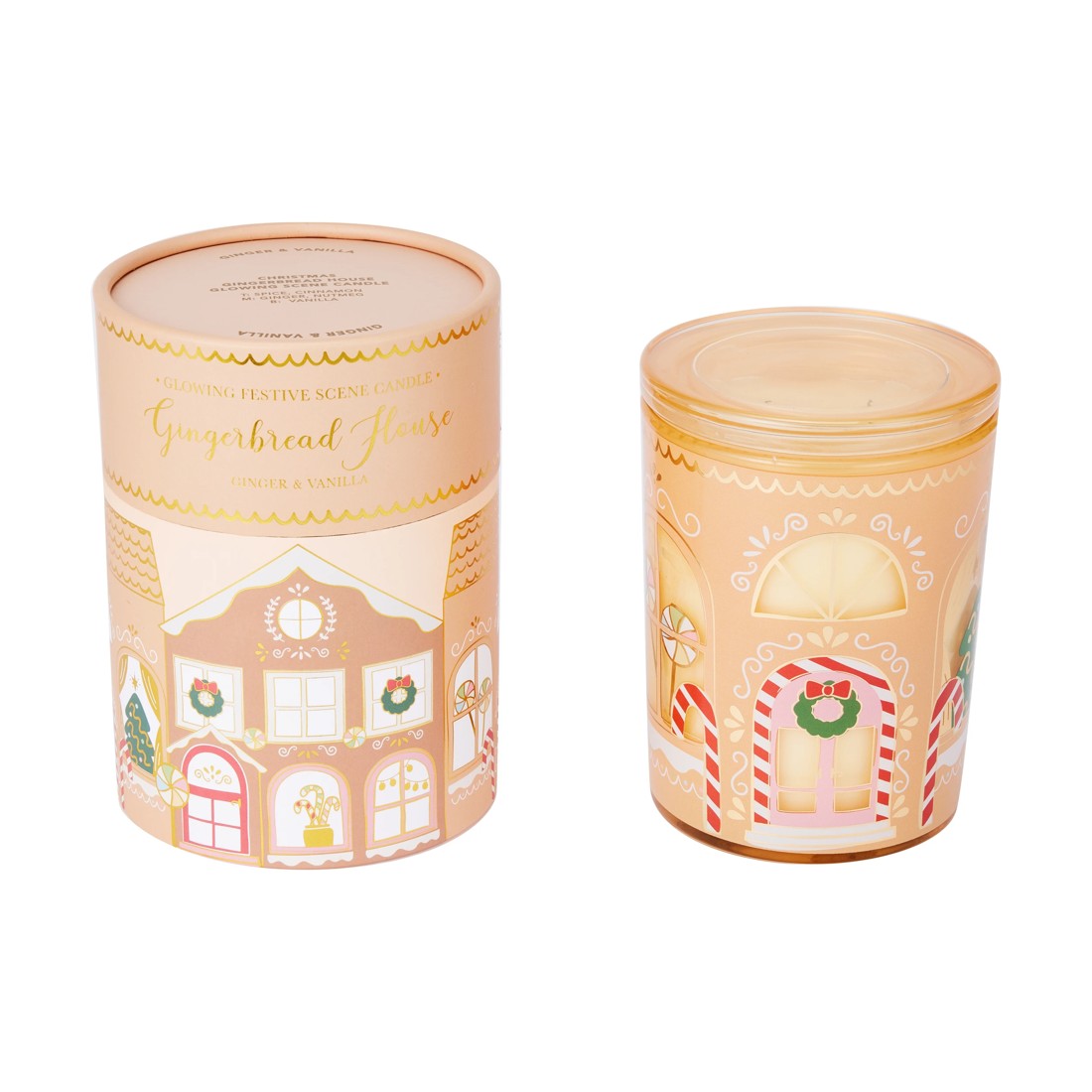 1 Christmas Gingerbread House Glowing Scene Candle, 1 of 6