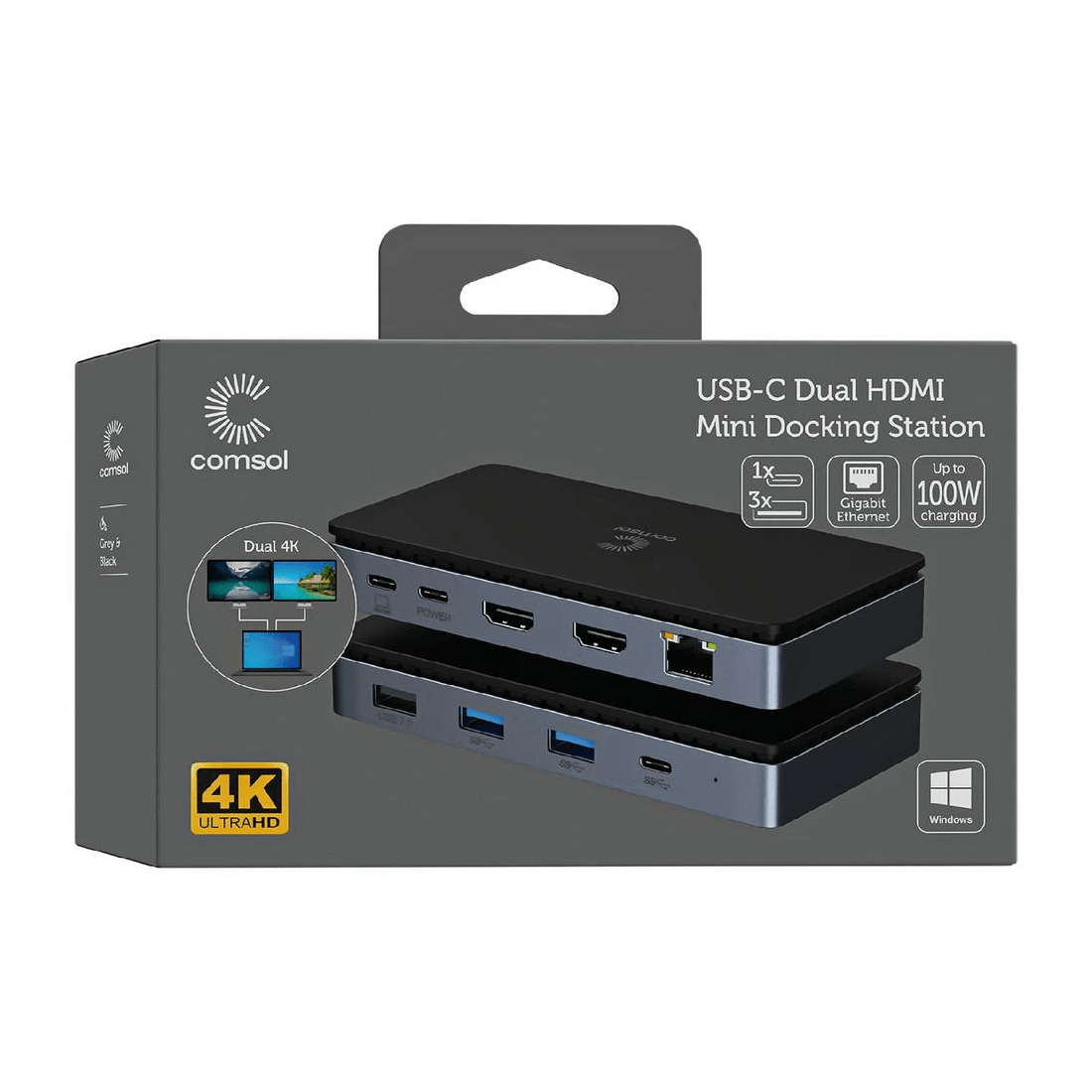 4 Comsol USB-C Dual 4K HDMI Mini Docking Station, 4 of 5