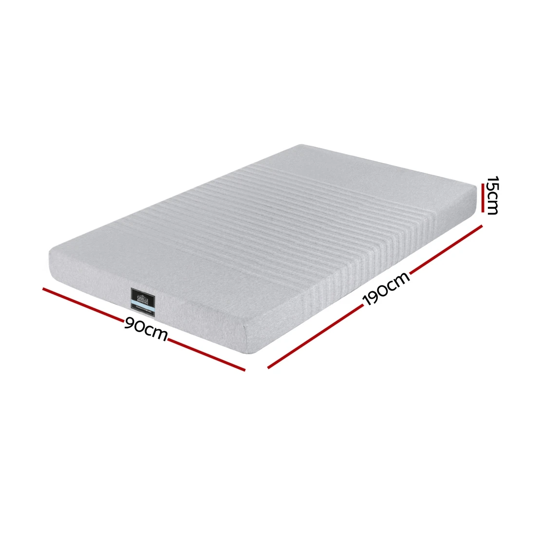 2 Giselle Bedding Cool Gel Memory Foam Mattress 7-Zone Washable Bamboo Cover 15cm Single - Grey, 2 of 10