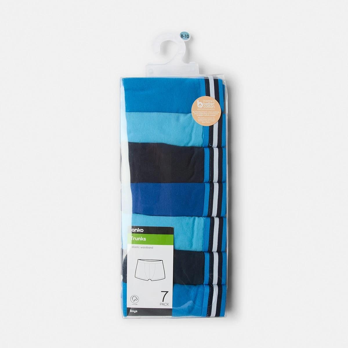 10 7 Pack Attached Elastic Trunks BLUES STRIPE, 10 of 10