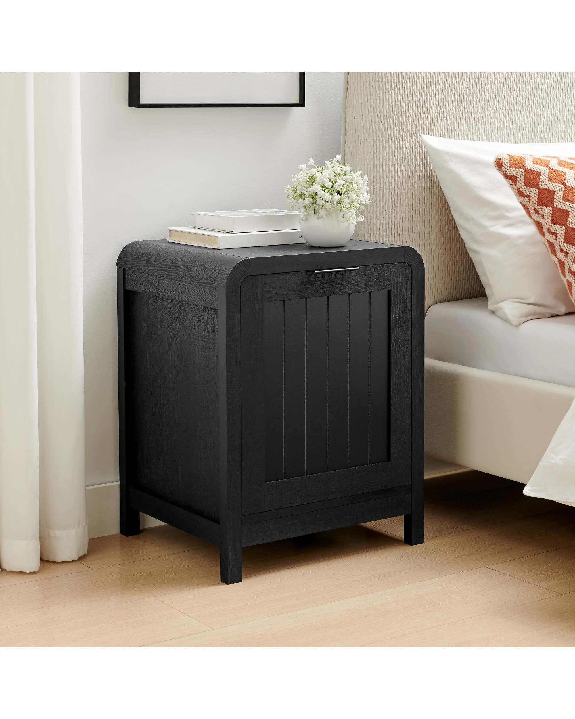 3 Kodu Bedside Unit Nightstand Side Table 1 Door - Black, 3 of 10
