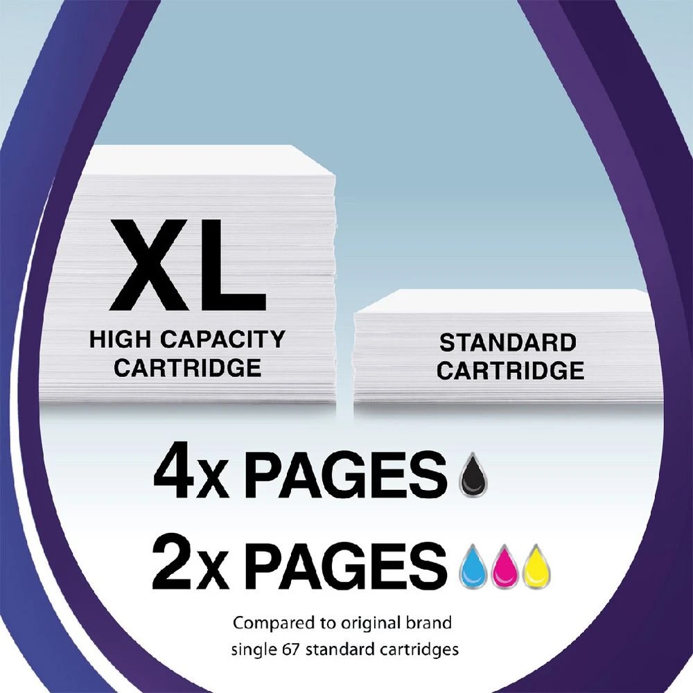 4 Calidad HP 67XL Ink Cartridges Black & Tricolour 3 Pack, 4 of 7