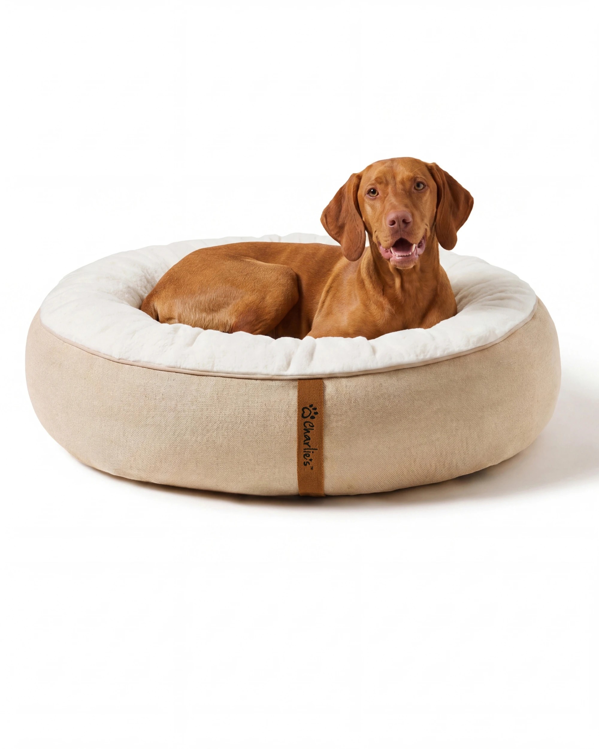 1 Charlie's Camden Cotton Jute Plush Round Dog Bed Large - Natural, 1 of 10