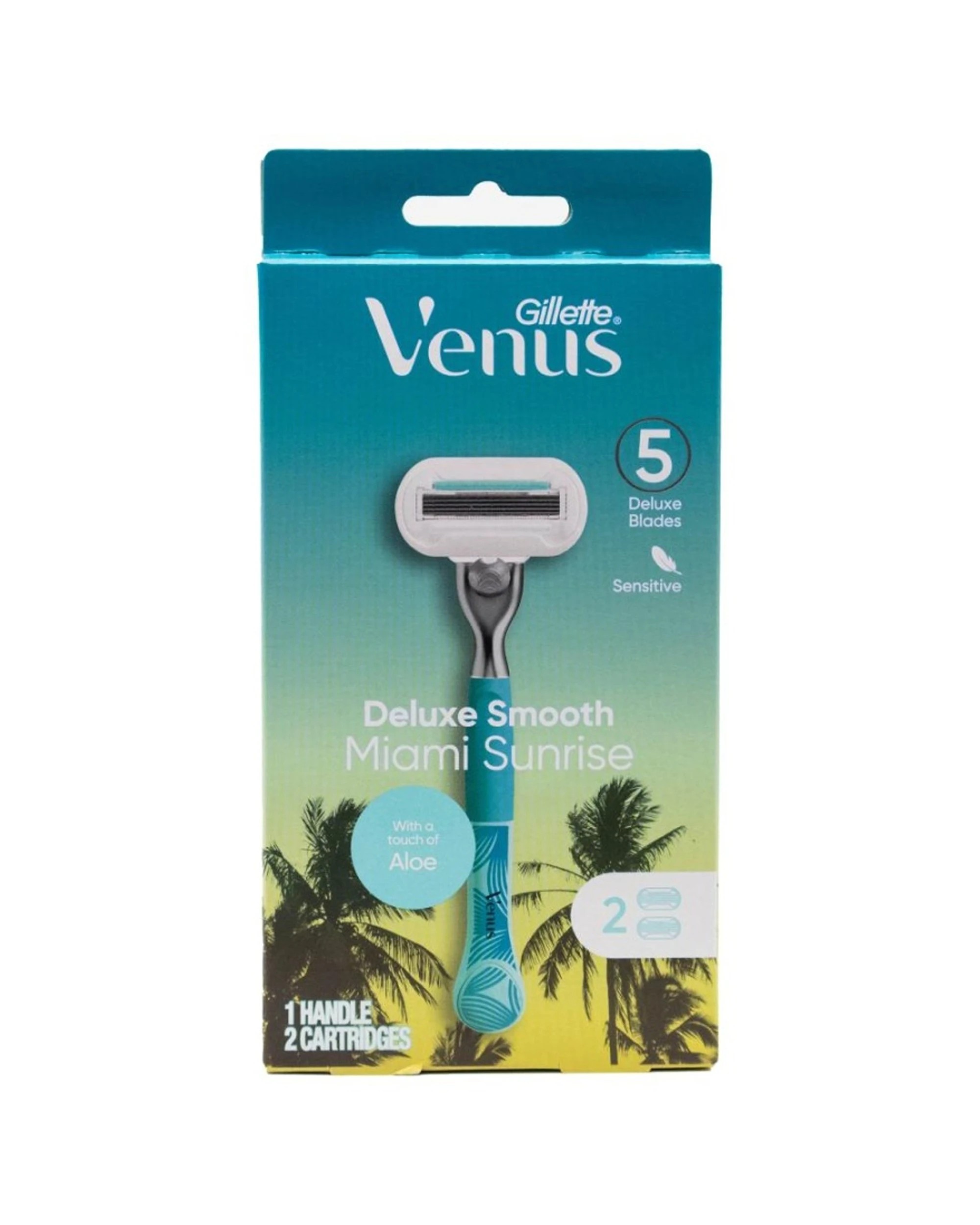 2 Gillette 4x 3pc Venus Deluxe Smooth Miami Sunrise Razor With 1 Handle And 2 Blades - Multi, 2 of 3