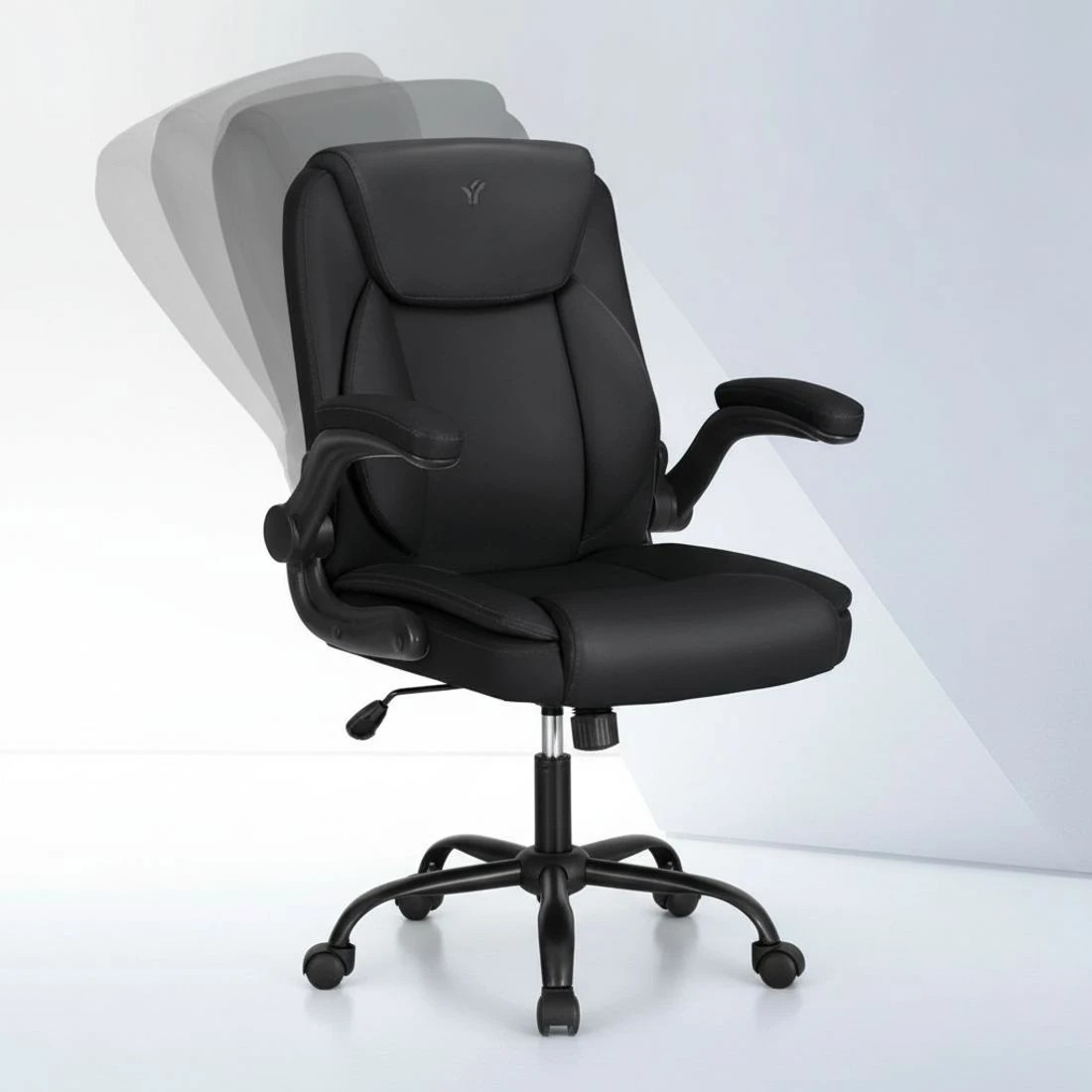 5 Artiss 2 Point Massage Office Chair Leather Mid Back - Black, 5 of 6