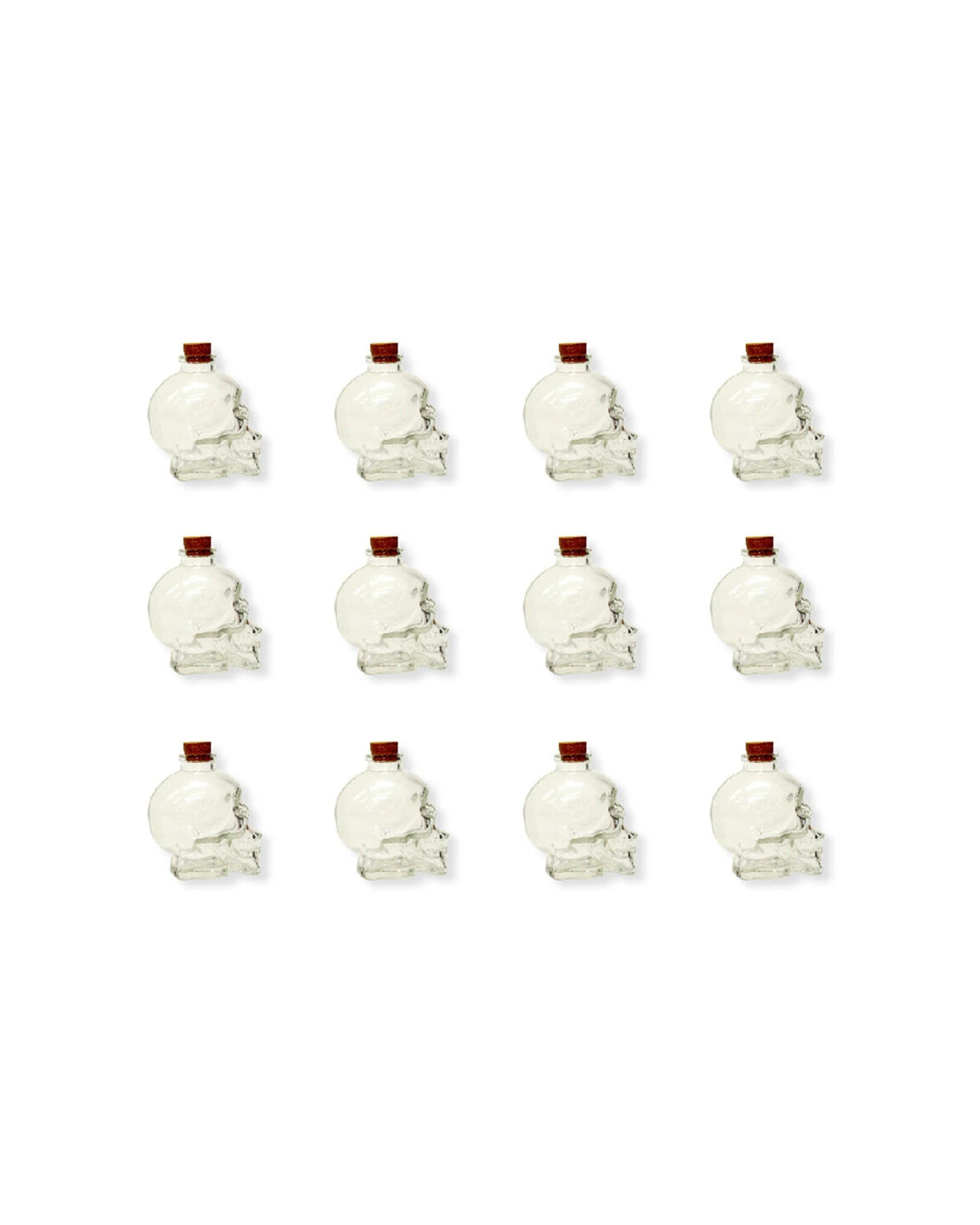 1 Glass & Co 12PK 180ml Small Glass Skull Drinking Bottle Drinkware Serveware - Clear, 1 of 3