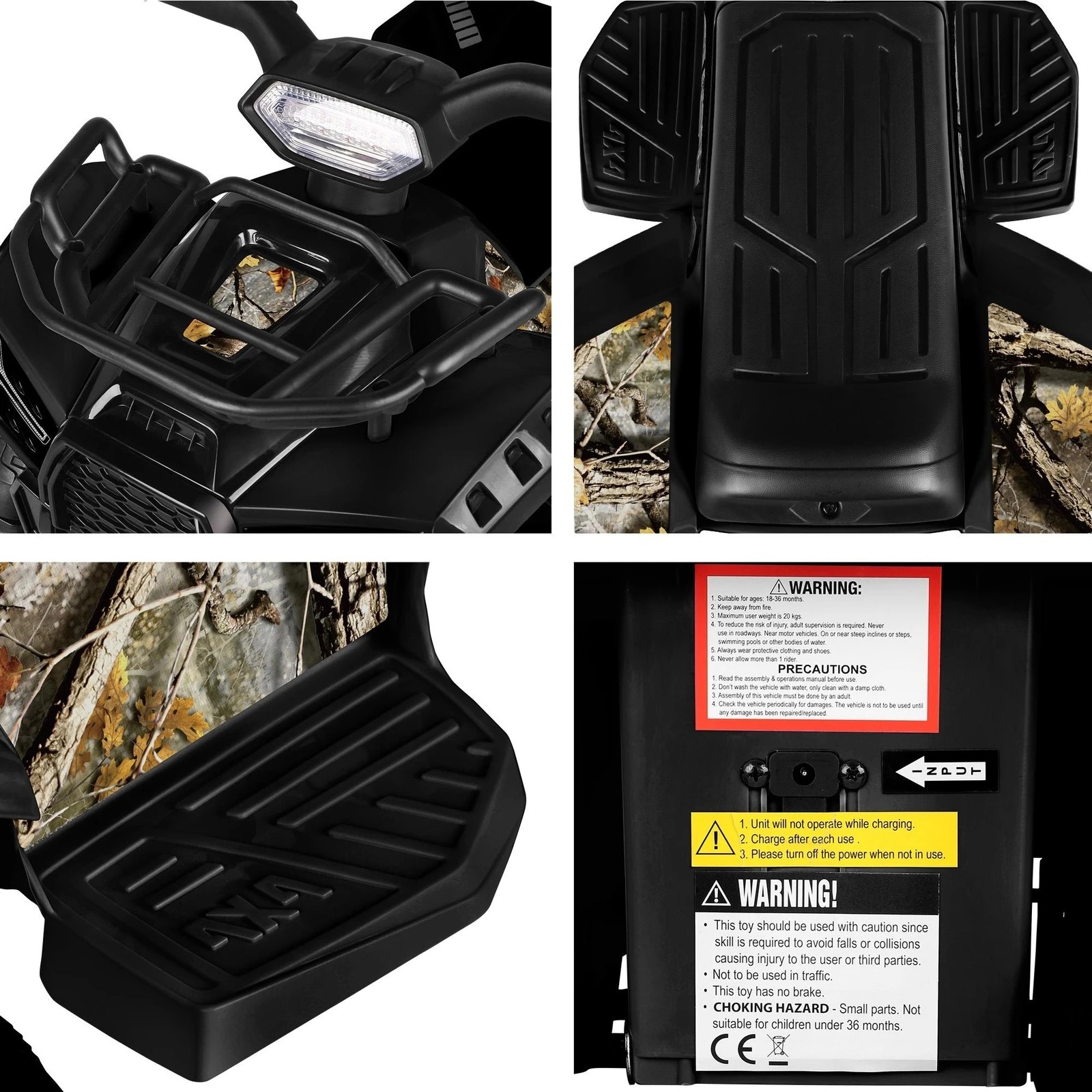 5 Alfordson Kids Ride On Car Electric ATV Toy 25W Motor W/ USB MP3 LED Light - Black, 5 of 10