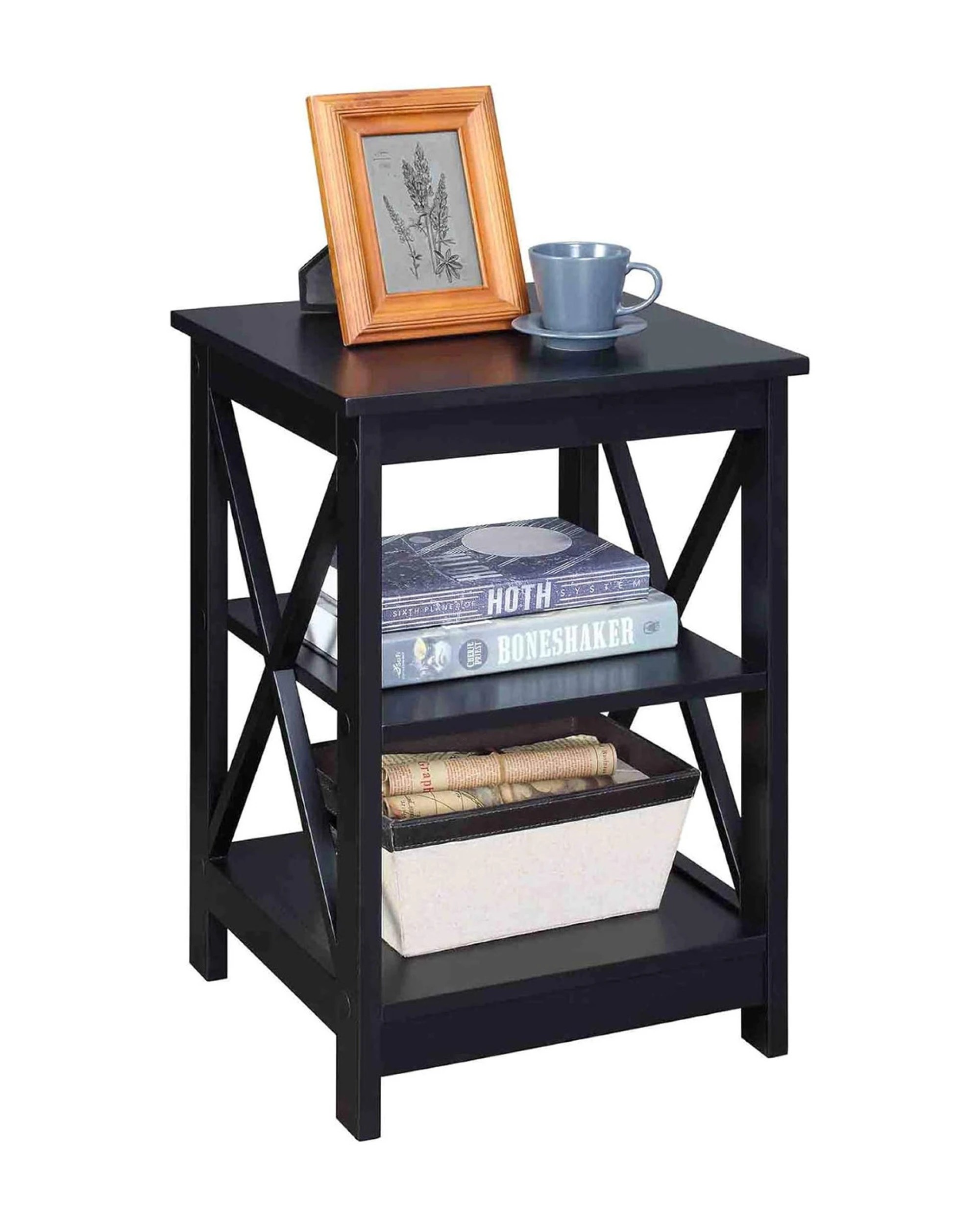 5 Sarantino Orson 2-tier Bedside Table - Black, 5 of 10